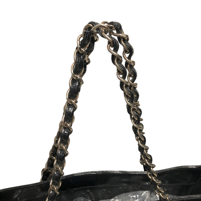 CHANEL/Tote Bag/Leather/BLK/PATENT