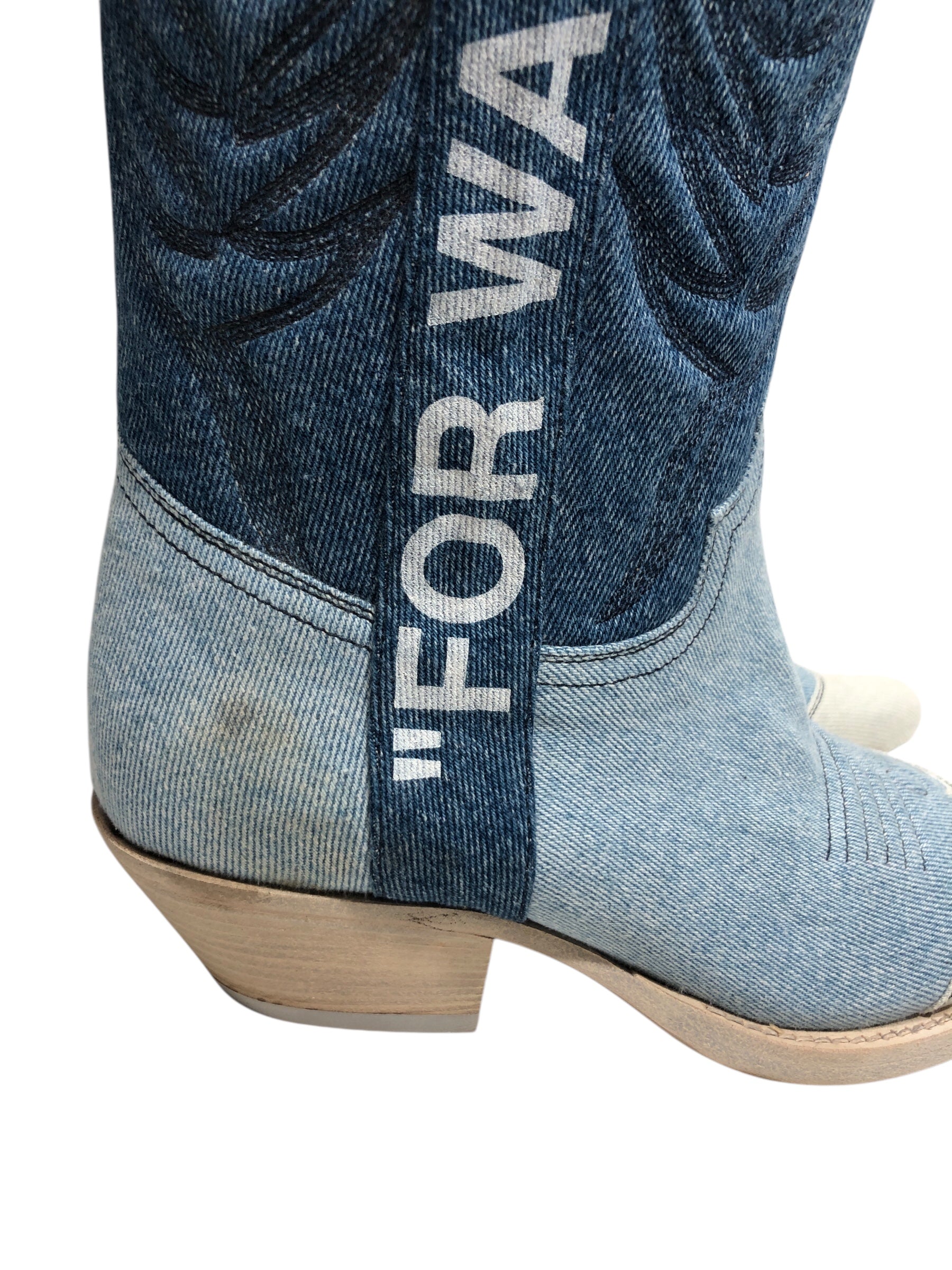 OFF-WHITE/Cowboy Boots/EU 37/Cotton/BLU/ view 6