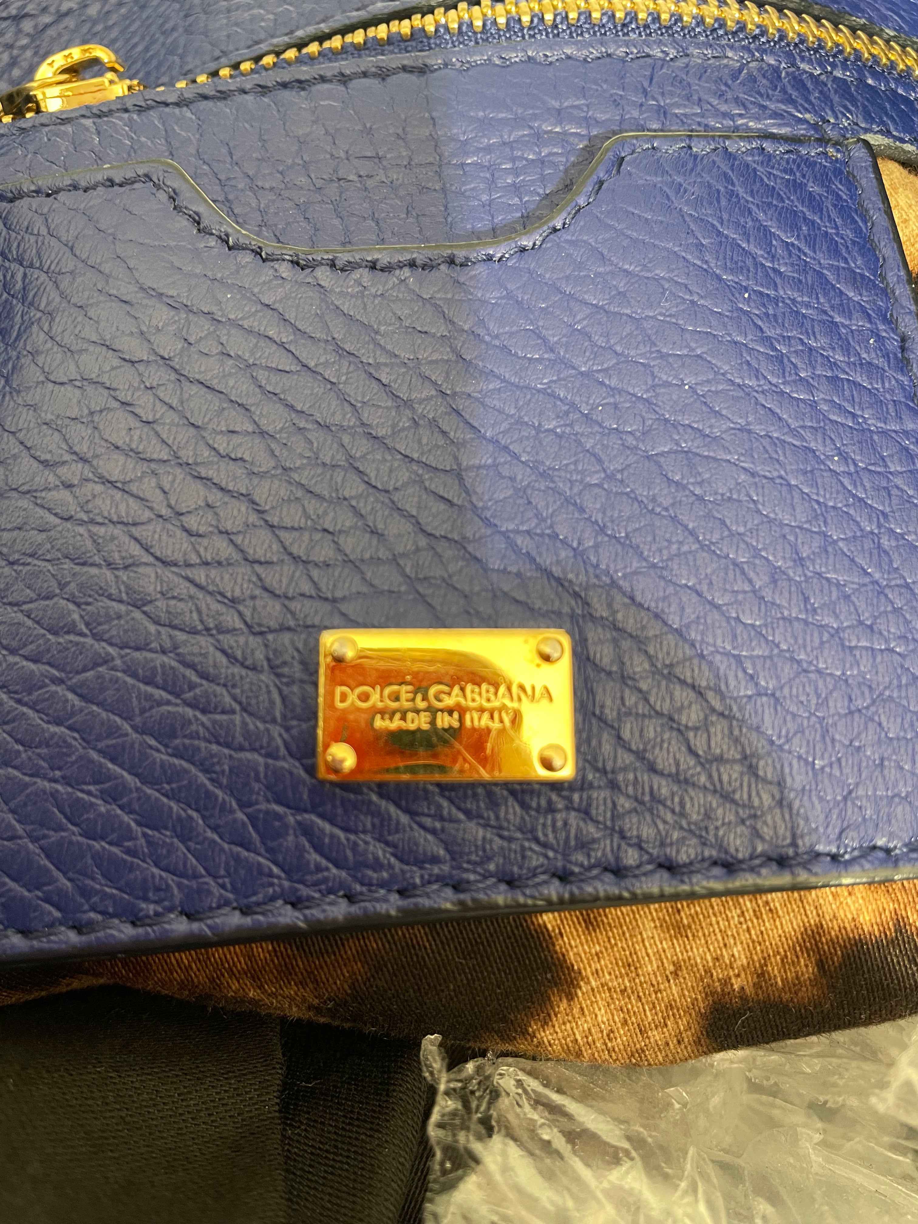 DOLCE&GABBANA/Tote Bag/Leather/BLU/Blue Gold Mirror Inside view 3