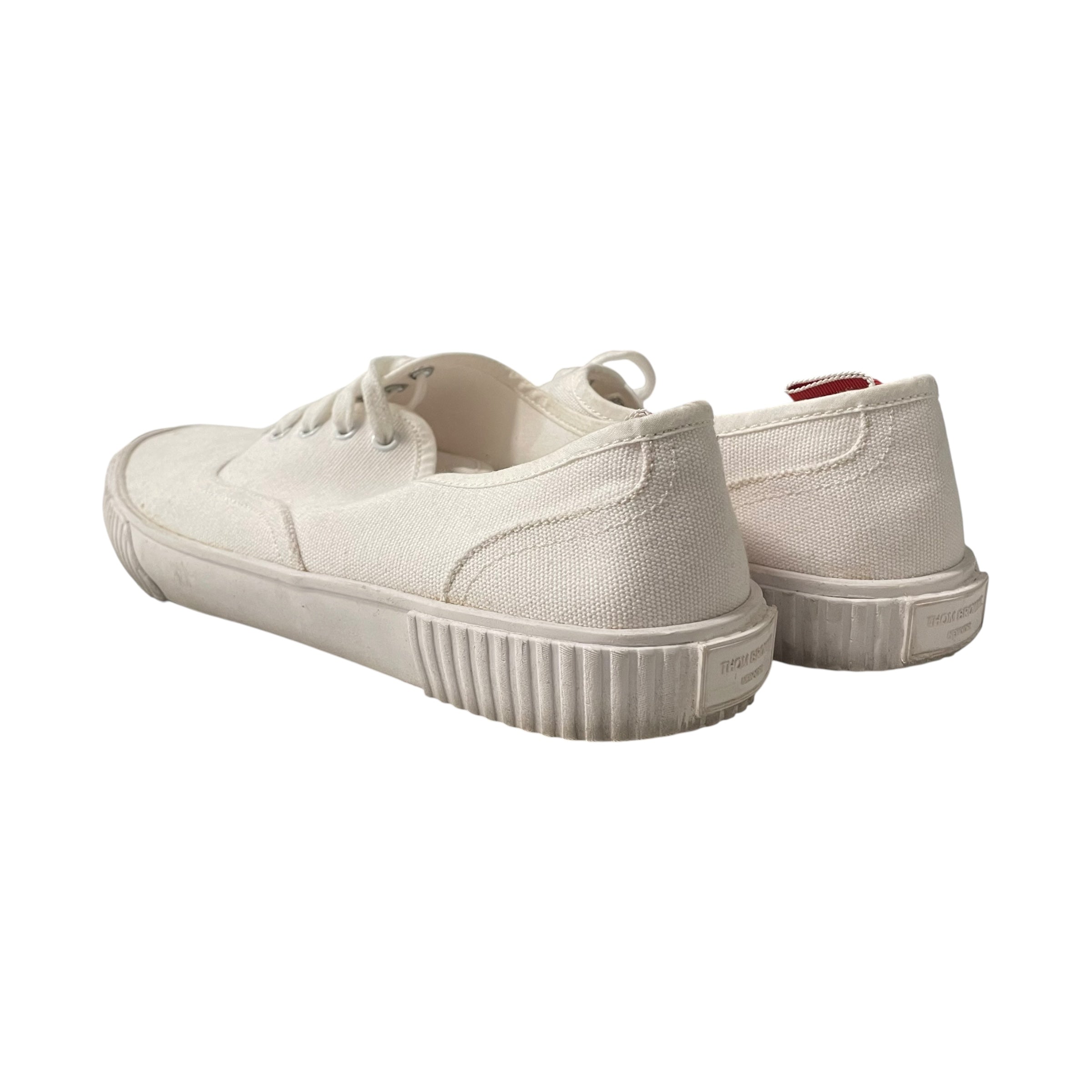 THOM BROWNE. NEW YORK/Low-Sneakers/US 11.5/Cotton/WHT/LOW TOP CANVAS SNEAKER view 2