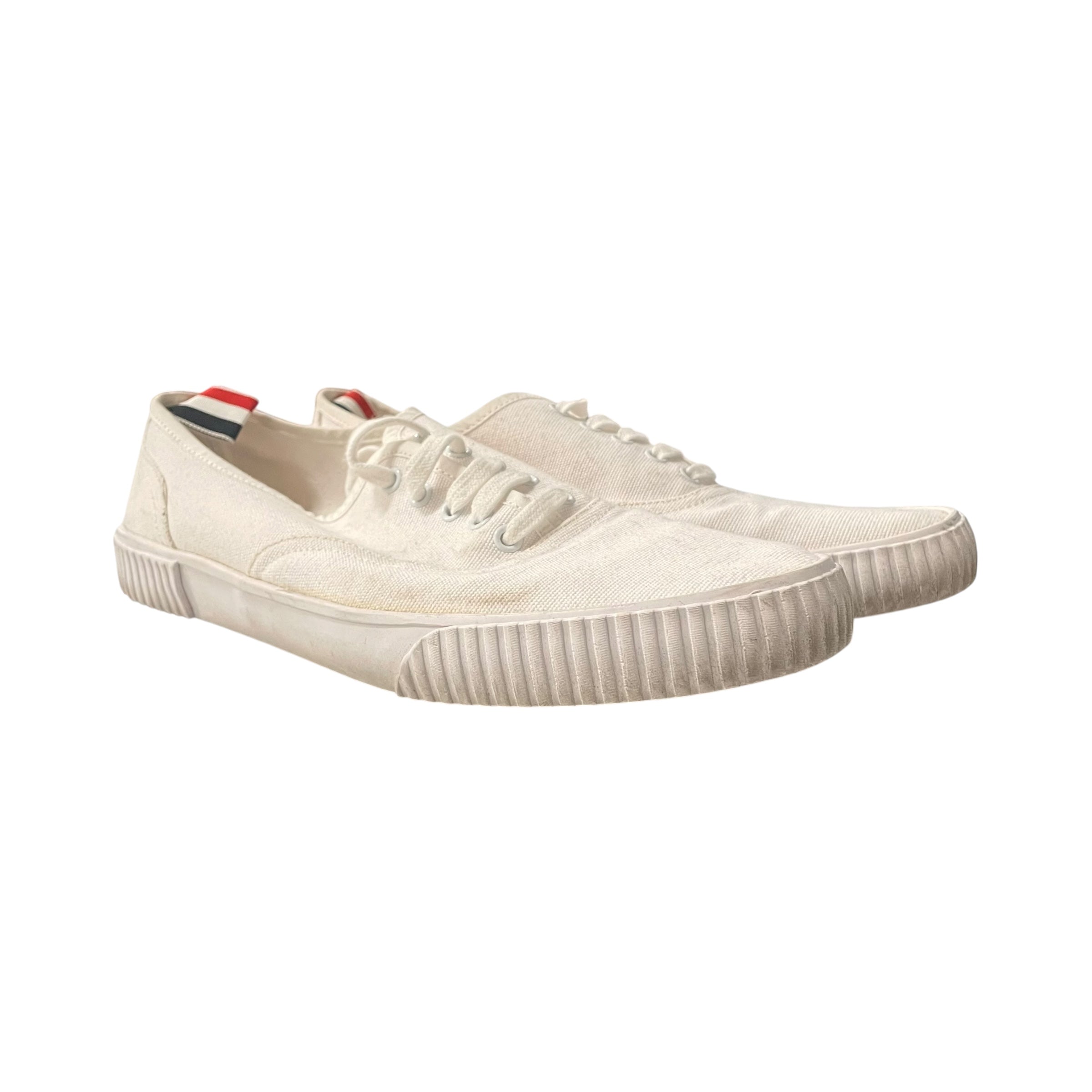 THOM BROWNE. NEW YORK/Low-Sneakers/US 11.5/Cotton/WHT/LOW TOP CANVAS SNEAKER view 1