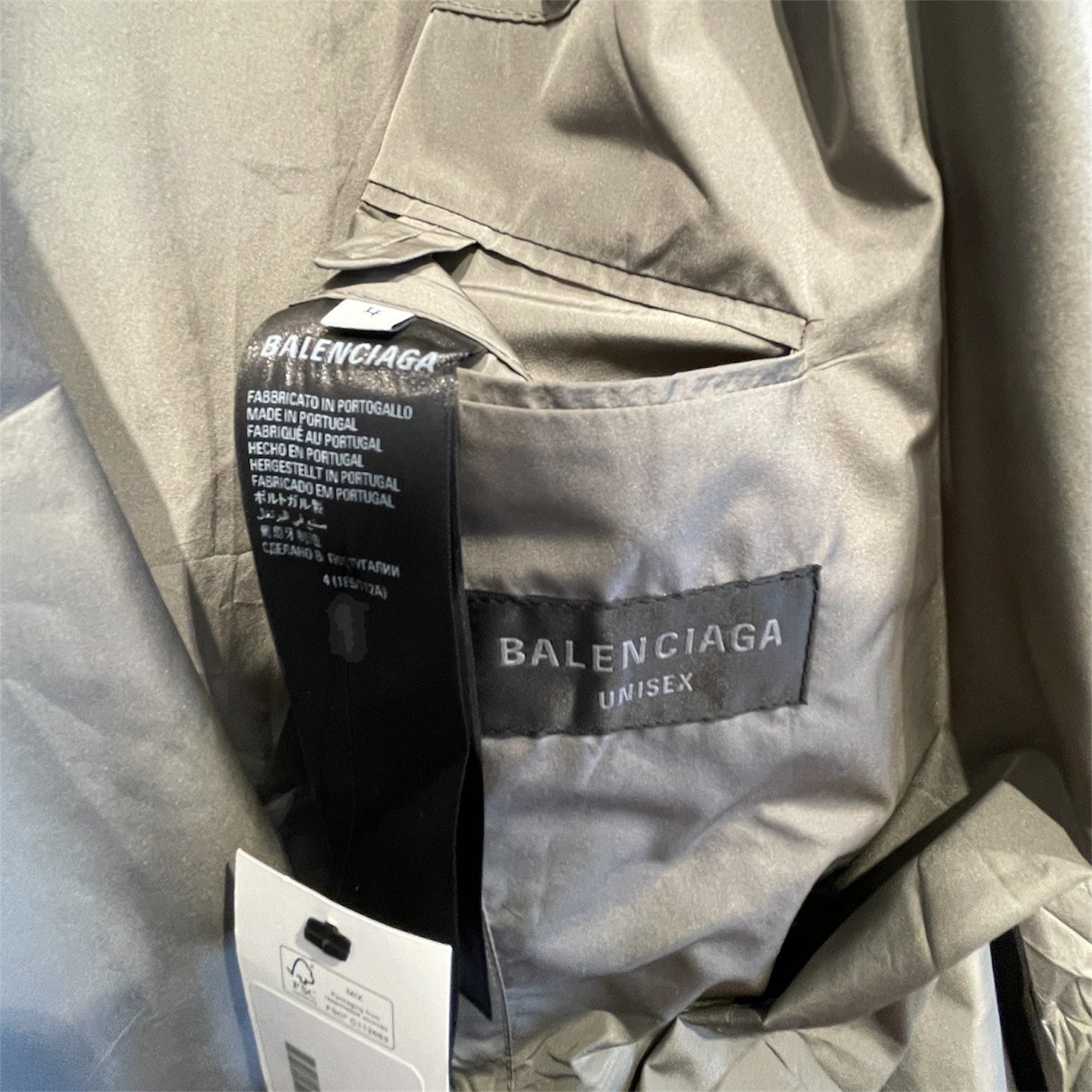 BALENCIAGA/Windbreaker/LG/Polyester/GRY/Double Breasted/Packable Fanny Pack Jacket view 3