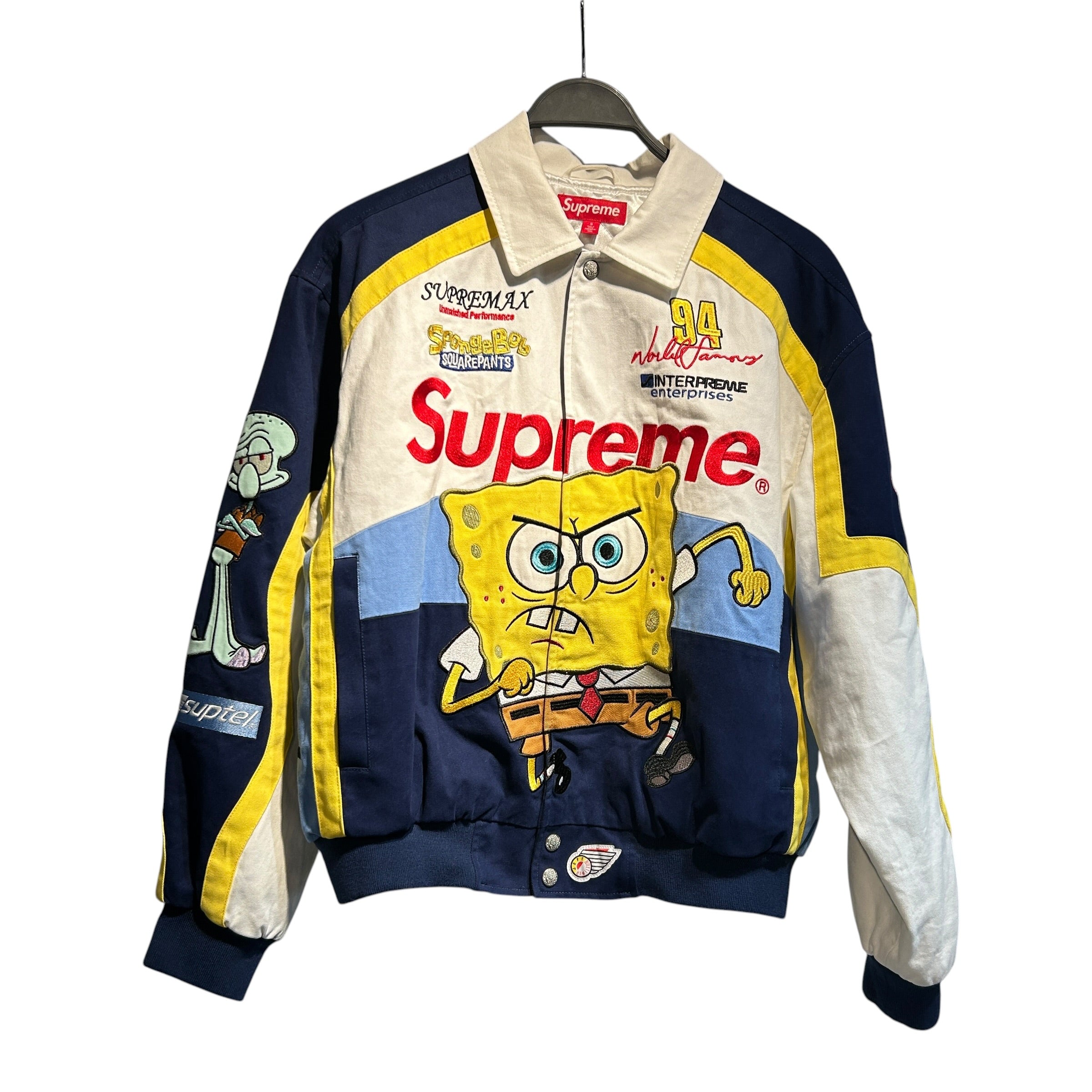 Supreme/JEFF HAMILTON/SpongeBob/Jacket/S/Cotton/WHT/All Over Print/RACING JACKET view 1
