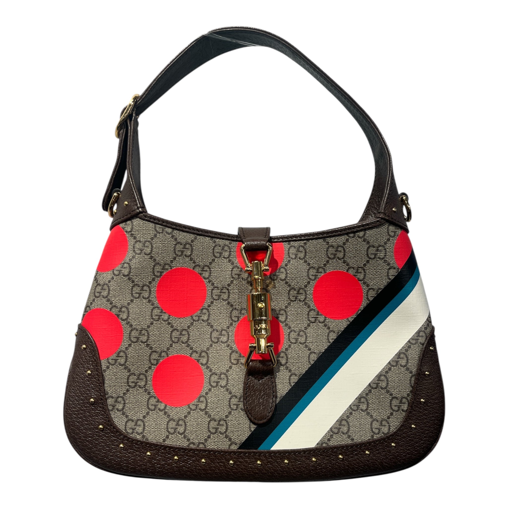 GUCCI/Cross Body Bag/Monogram/Leather/KHK/Polka Dot S Jackie 1961 Hobo view 1