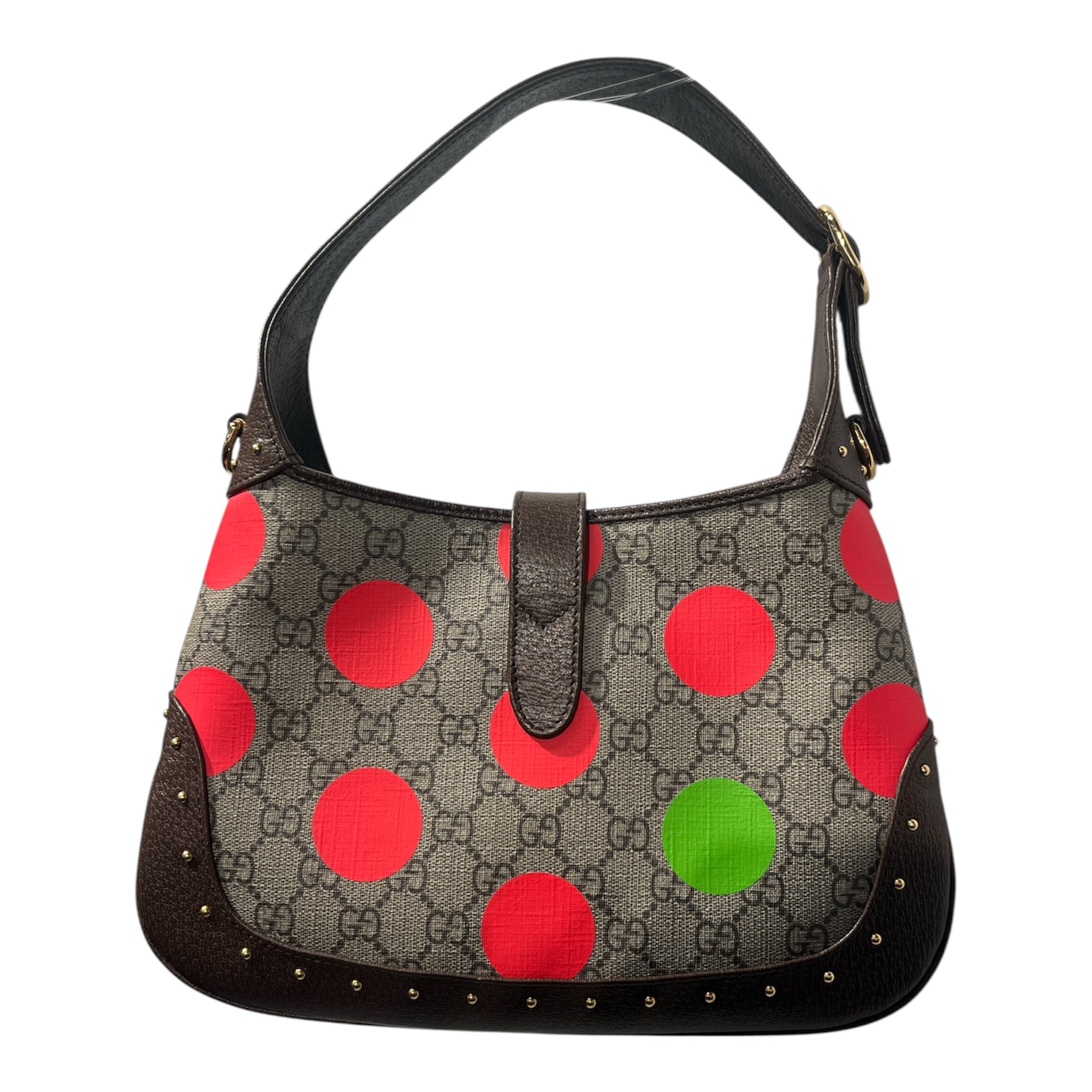 GUCCI/Cross Body Bag/Monogram/Leather/KHK/Polka Dot S Jackie 1961 Hobo view 2