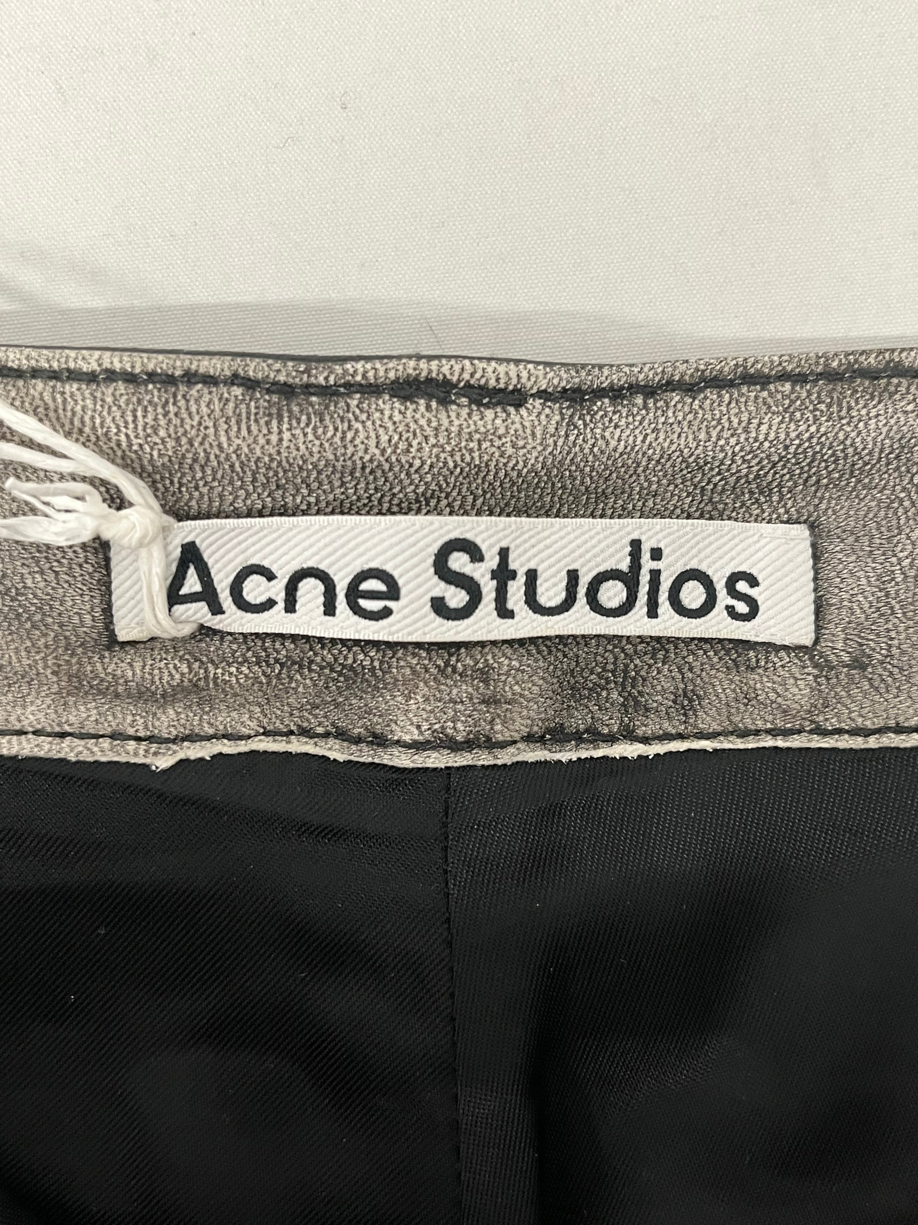 Acne Studios/Straight Pants/36/Leather/GRY/CROPPED LIVVIE DISTRESSED LTHR view 3