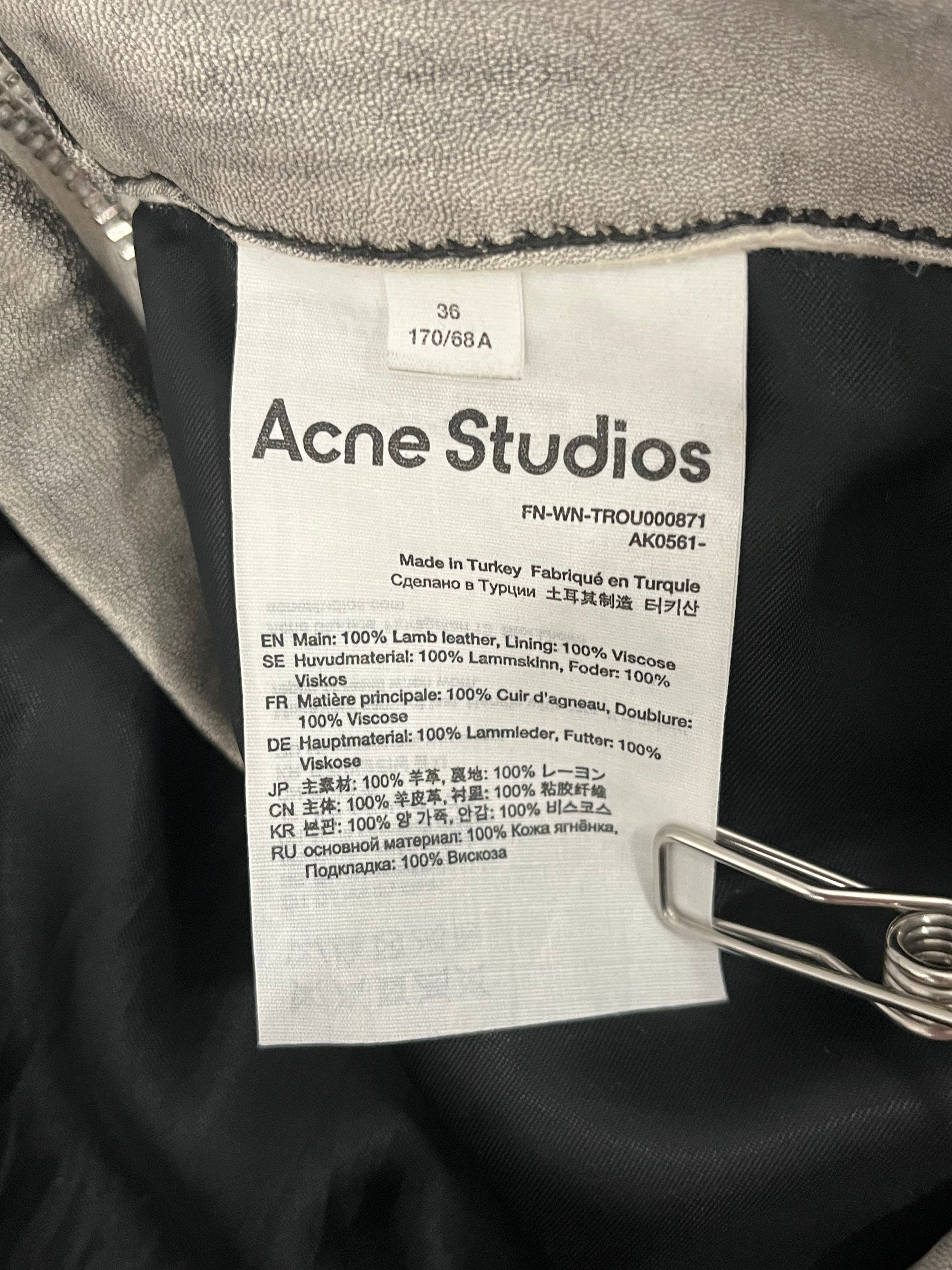 Acne Studios/Straight Pants/36/Leather/GRY/CROPPED LIVVIE DISTRESSED LTHR view 4