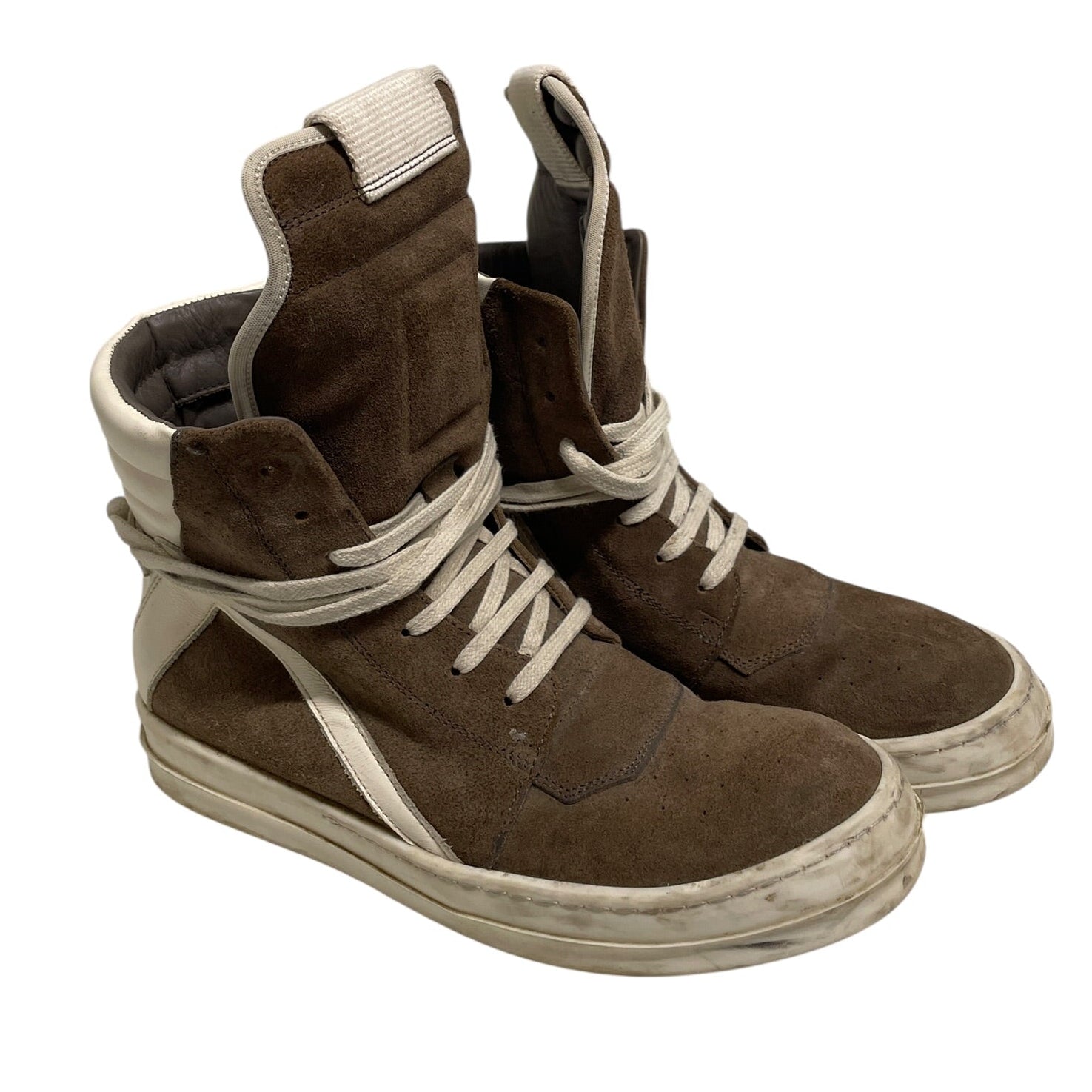 Rick Owens/Hi-Sneakers/US 8/Leather/KHK/STROBE GEOBASKET view 1