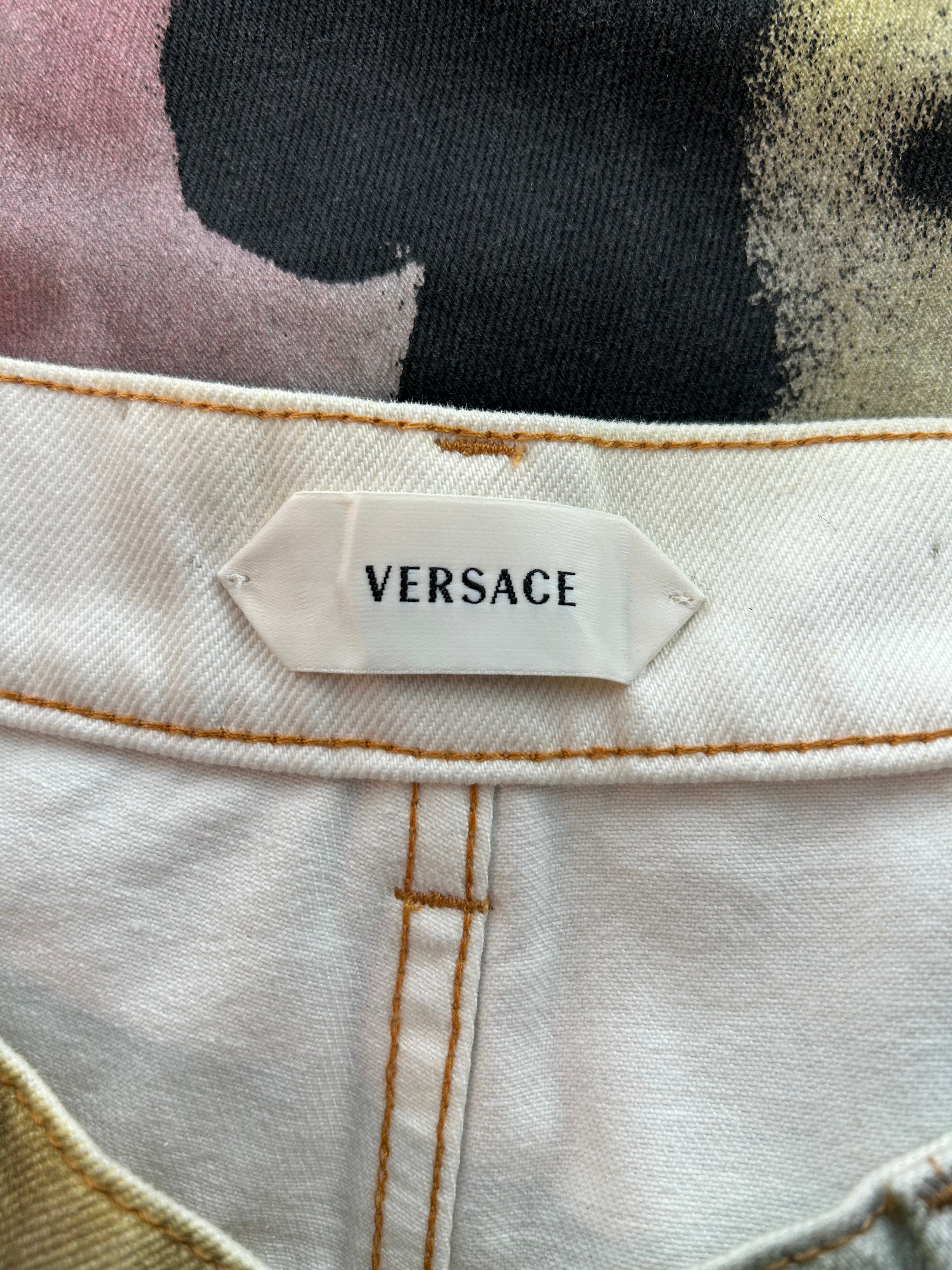 VERSACE/Straight Pants/34/Denim/WHT/All Over Print/PEOPLE PRINTED BLU GRN BLK view 3