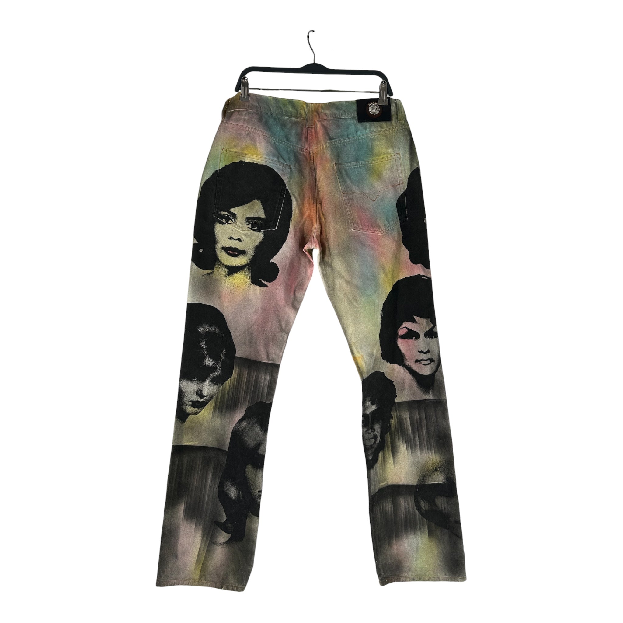 VERSACE/Straight Pants/34/Denim/WHT/All Over Print/PEOPLE PRINTED BLU GRN BLK view 2