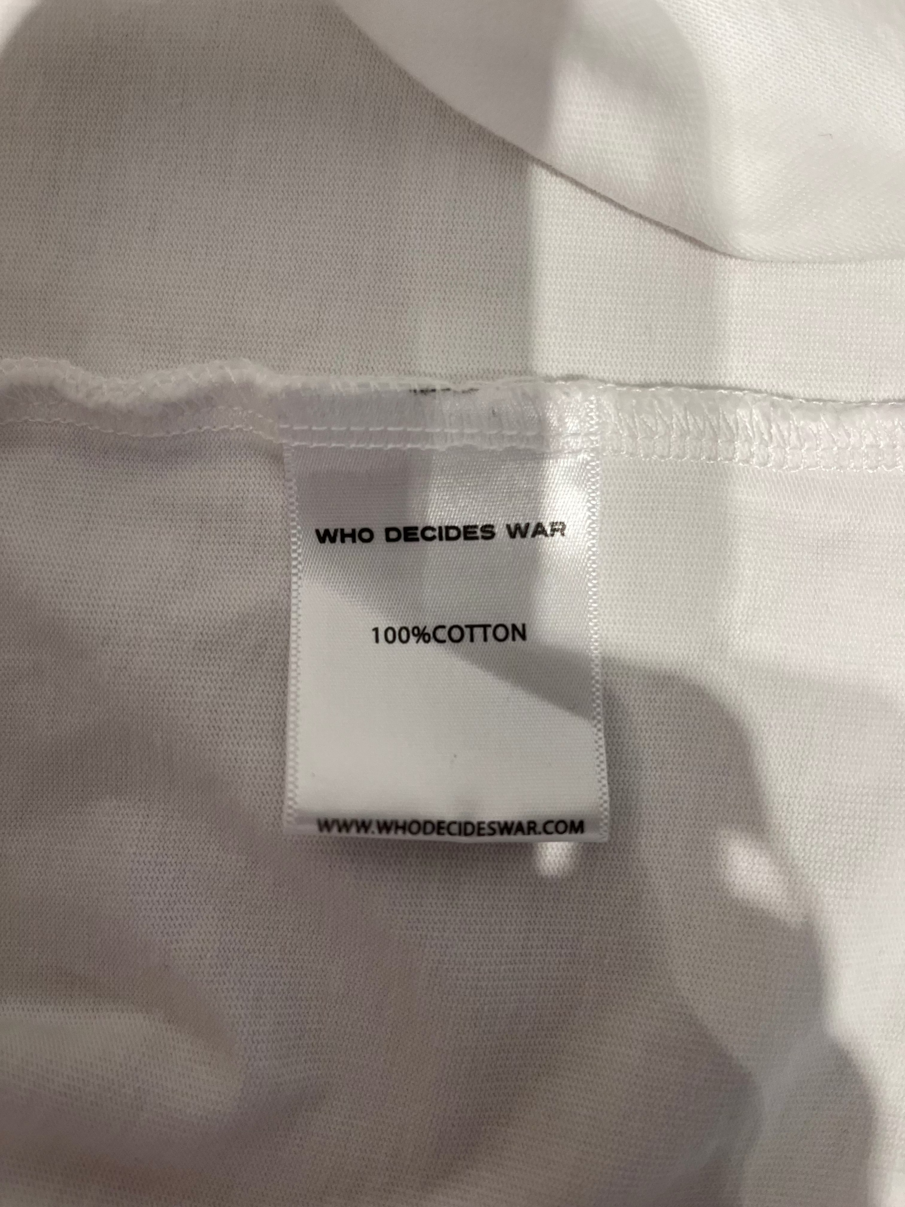 WHO DECIDES WAR/T-Shirt/XL/Cotton/WHT/High Neck/ view 4