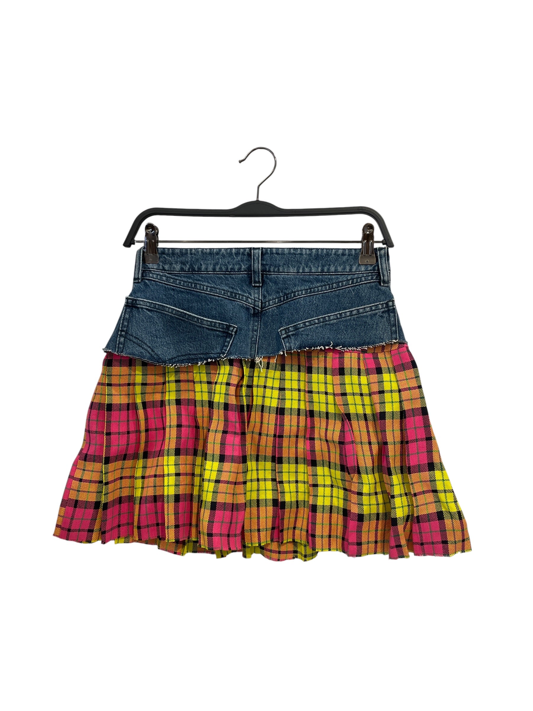 VETEMENTS/Skirt/S/Plaid/Polyester/PNK/Pleated/DEMIN CUT-OFF (YLW +PNK PLAID) view 2