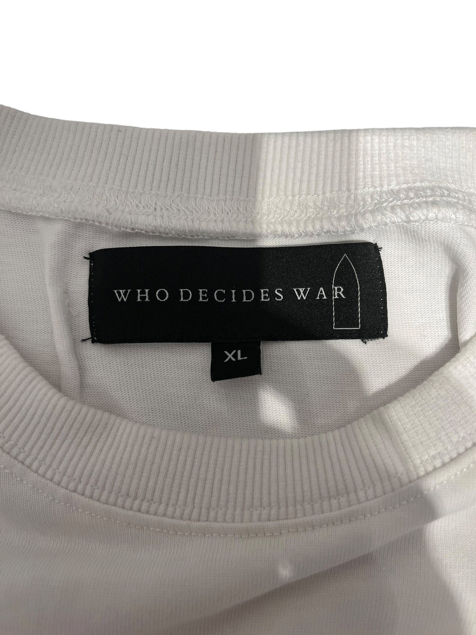 WHO DECIDES WAR/T-Shirt/XL/Cotton/WHT/High Neck/ view 3