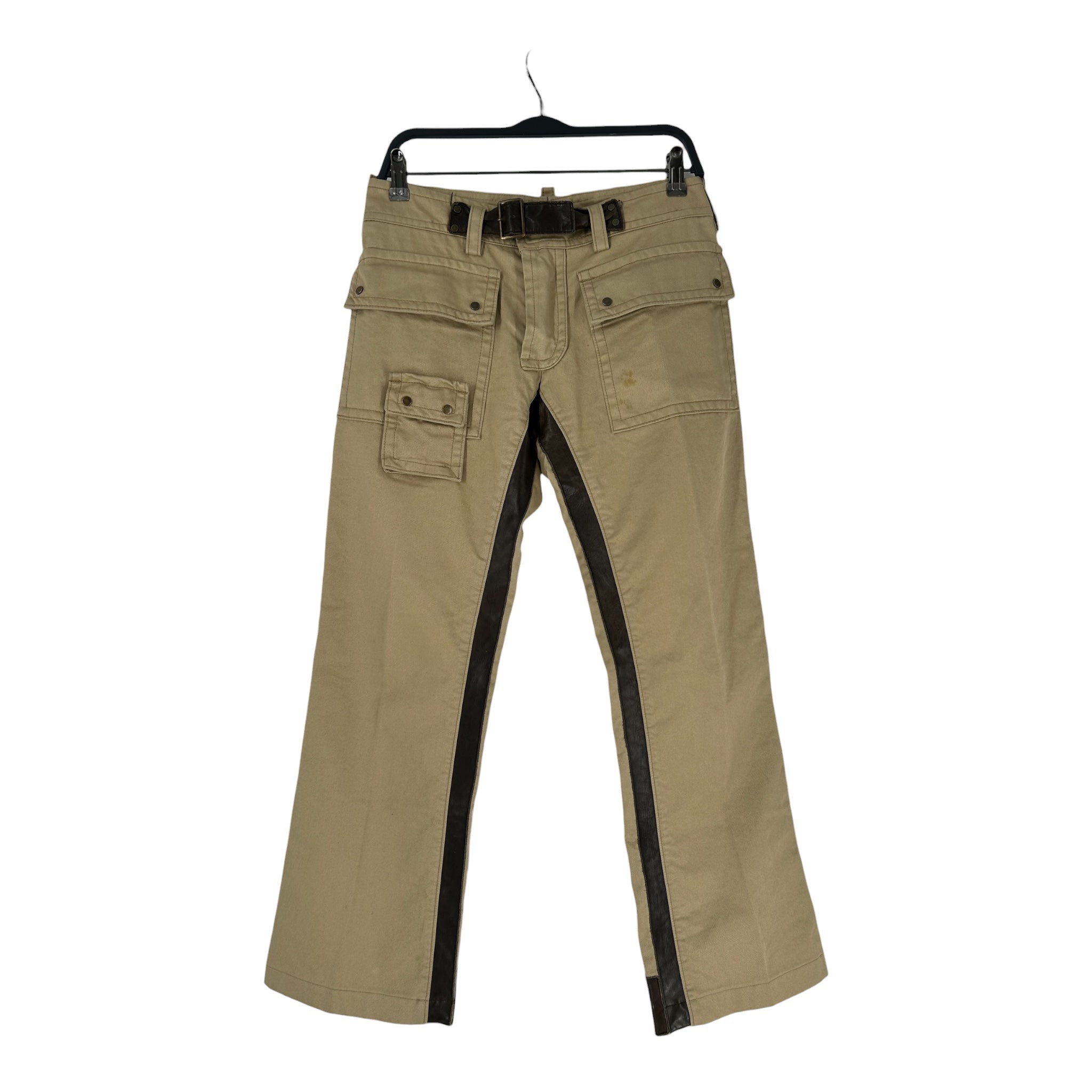 DSQUARED2/Cargo Pants/50/Cotton/BEG/LEATHER TRIM LEATHER BELT view 1