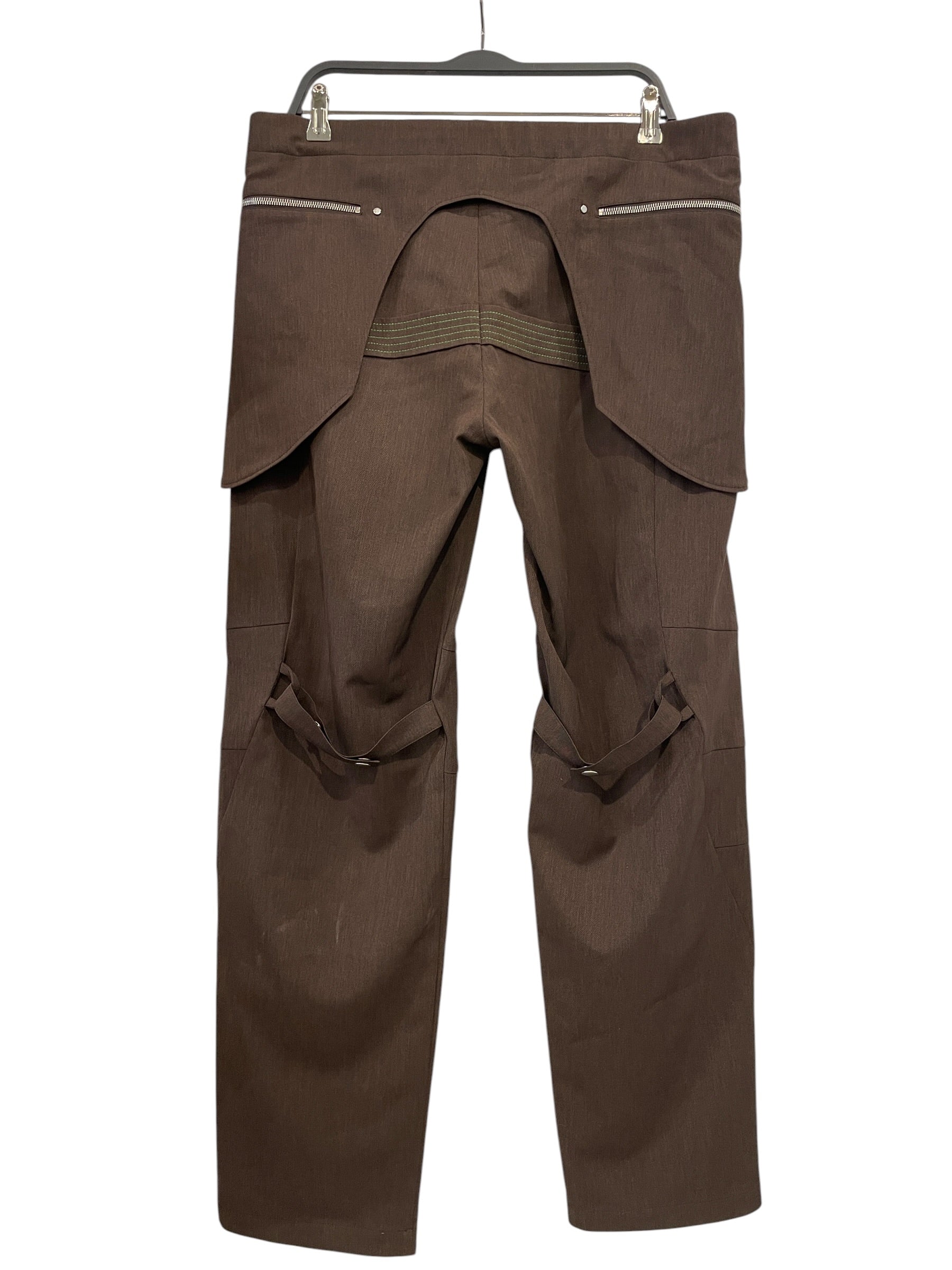 Kiko Kostadinov/Pants/46/Nylon/BRW/GREEN EMBROIDERED CARGO view 2