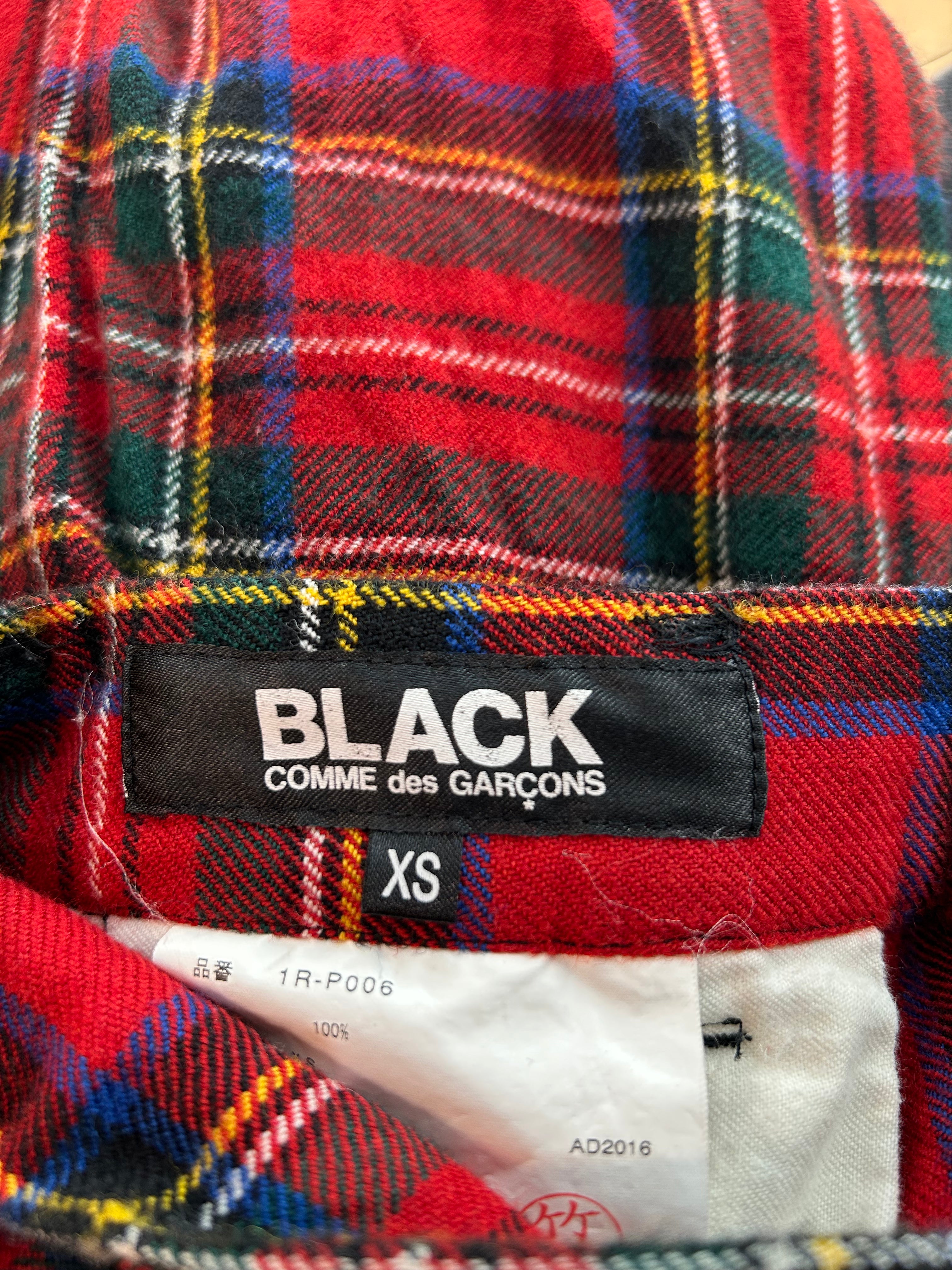 BLACK COMME des GARCONS/Skinny Pants/XS/Wool/RED/Plaid/DOUBLE BUCKLE STRAP LEGS view 3