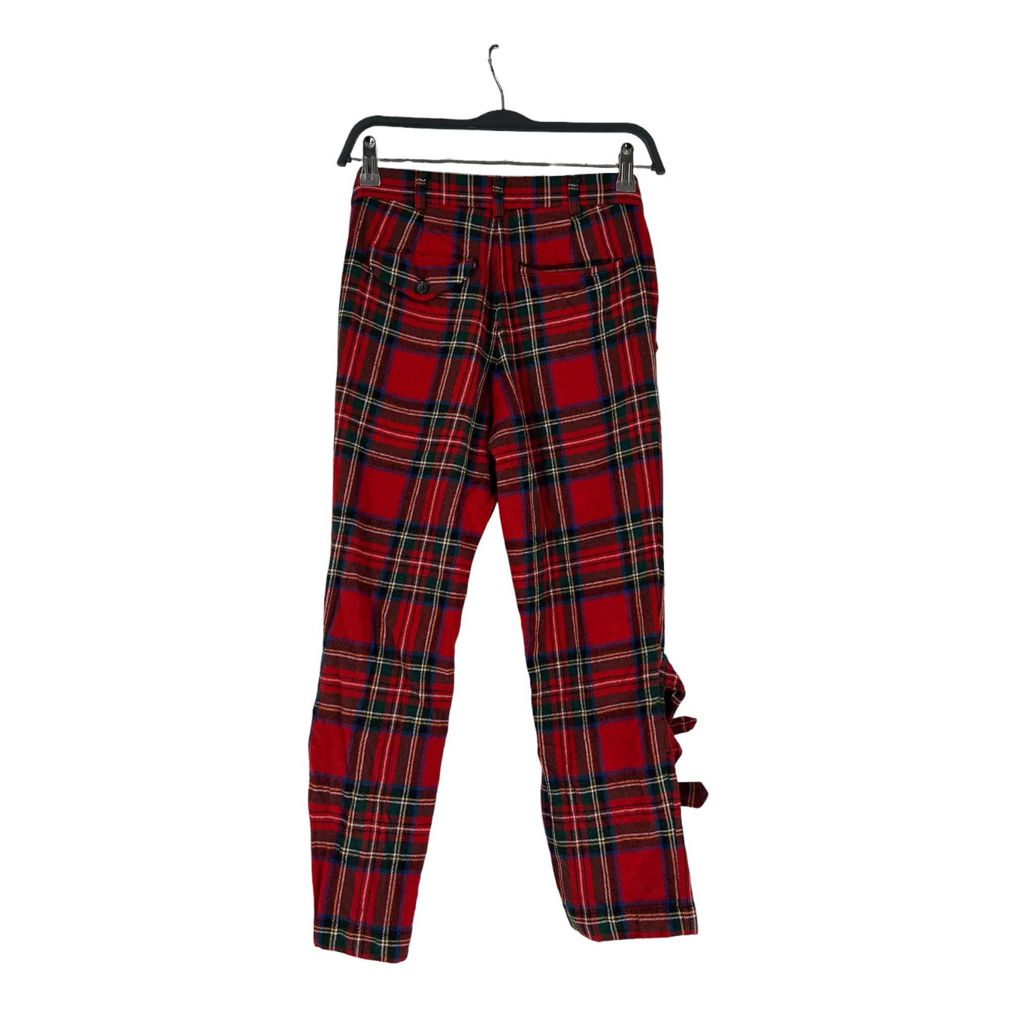 BLACK COMME des GARCONS/Skinny Pants/XS/Wool/RED/Plaid/DOUBLE BUCKLE STRAP LEGS view 2