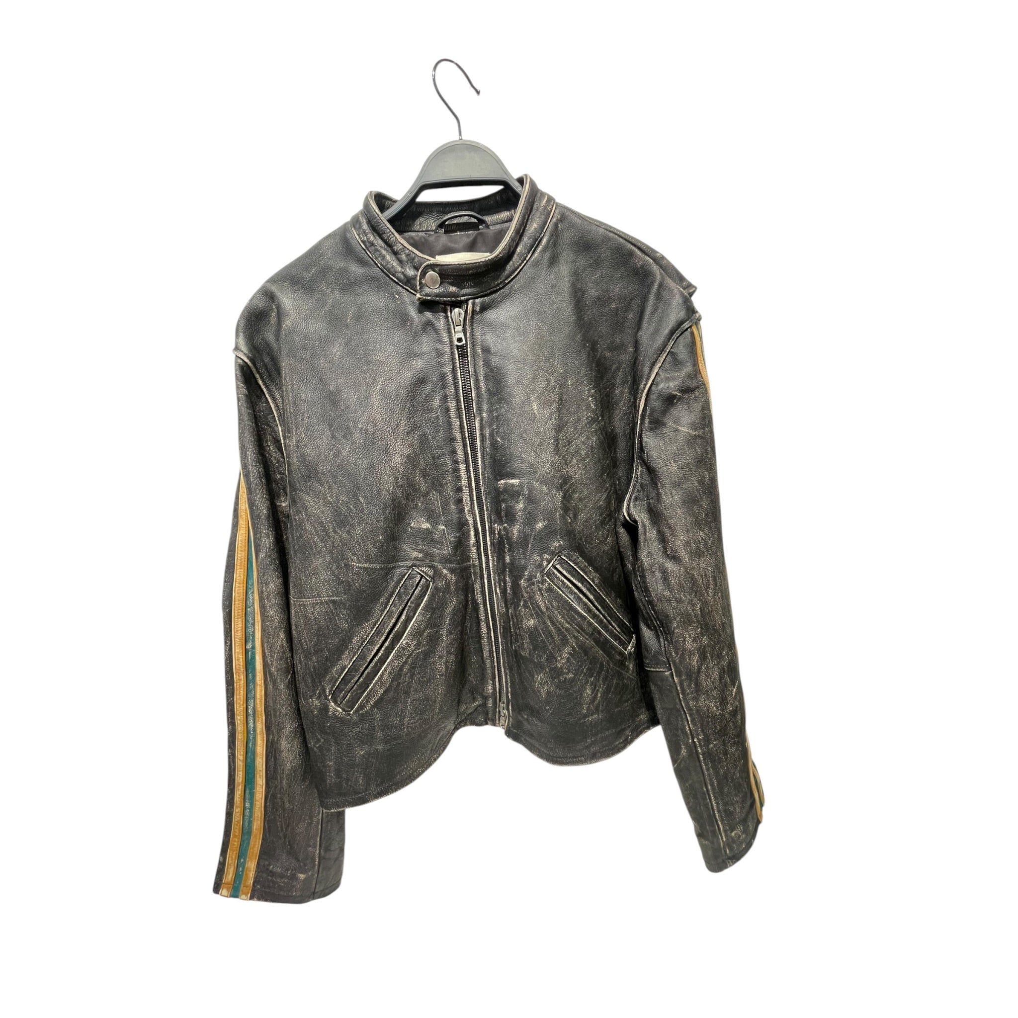 BARE KNUCKLES/Leather Jkt/XL/Leather/BLK/stripe sleeves view 1