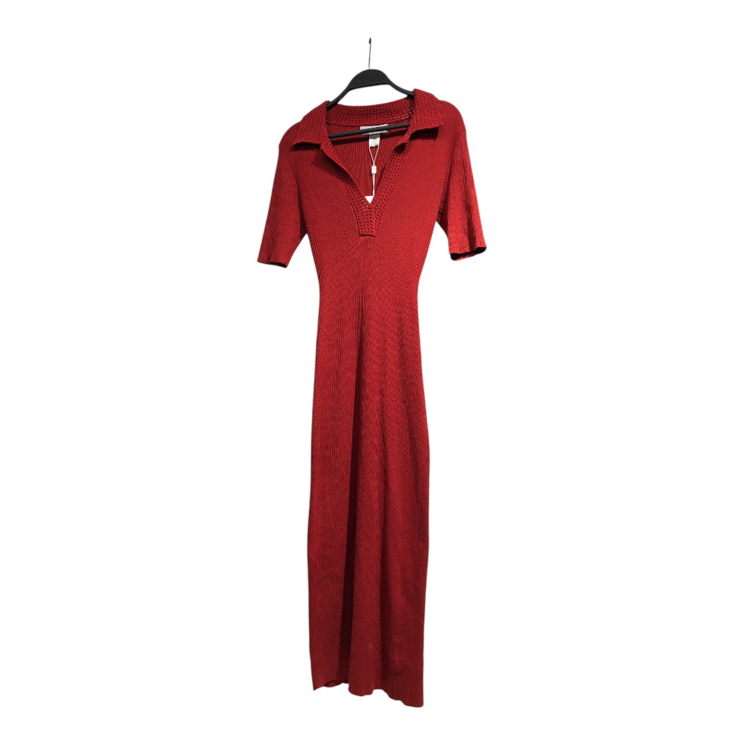 CAROLINE CONSTAS/SS Dress/S/Cotton/RED/LONG RIBBED DRESS view 1