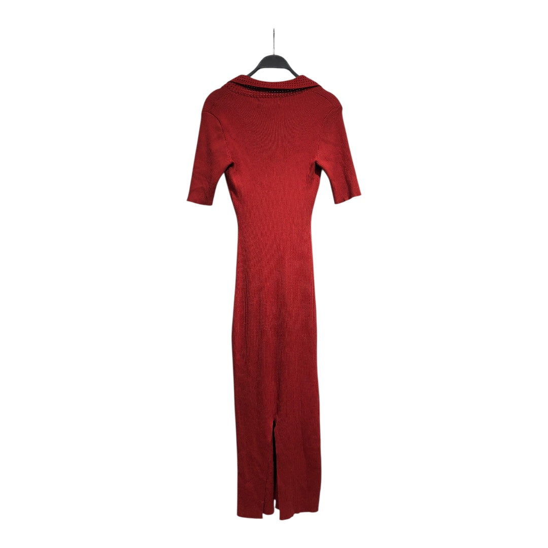 CAROLINE CONSTAS/SS Dress/S/Cotton/RED/LONG RIBBED DRESS view 2