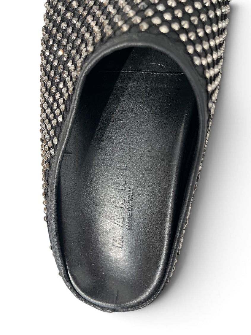 MARNI/Sandals/EU 43/Leather/BLK/CRYSTAL NET SANDALS view 4