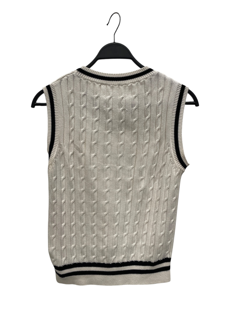 Maison Margiela/Knitted Vest/S/Graphic/Cotton/WHT/CHEST LOGO M