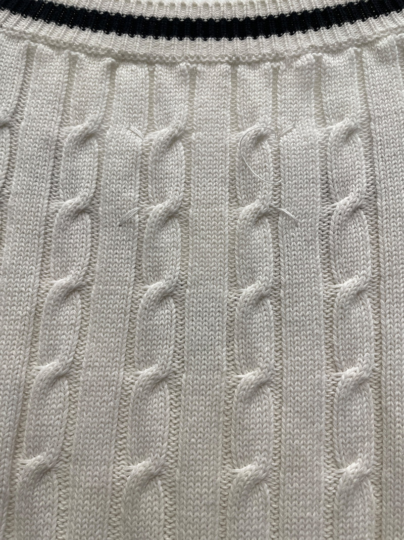 Maison Margiela/Knitted Vest/S/Graphic/Cotton/WHT/CHEST LOGO M