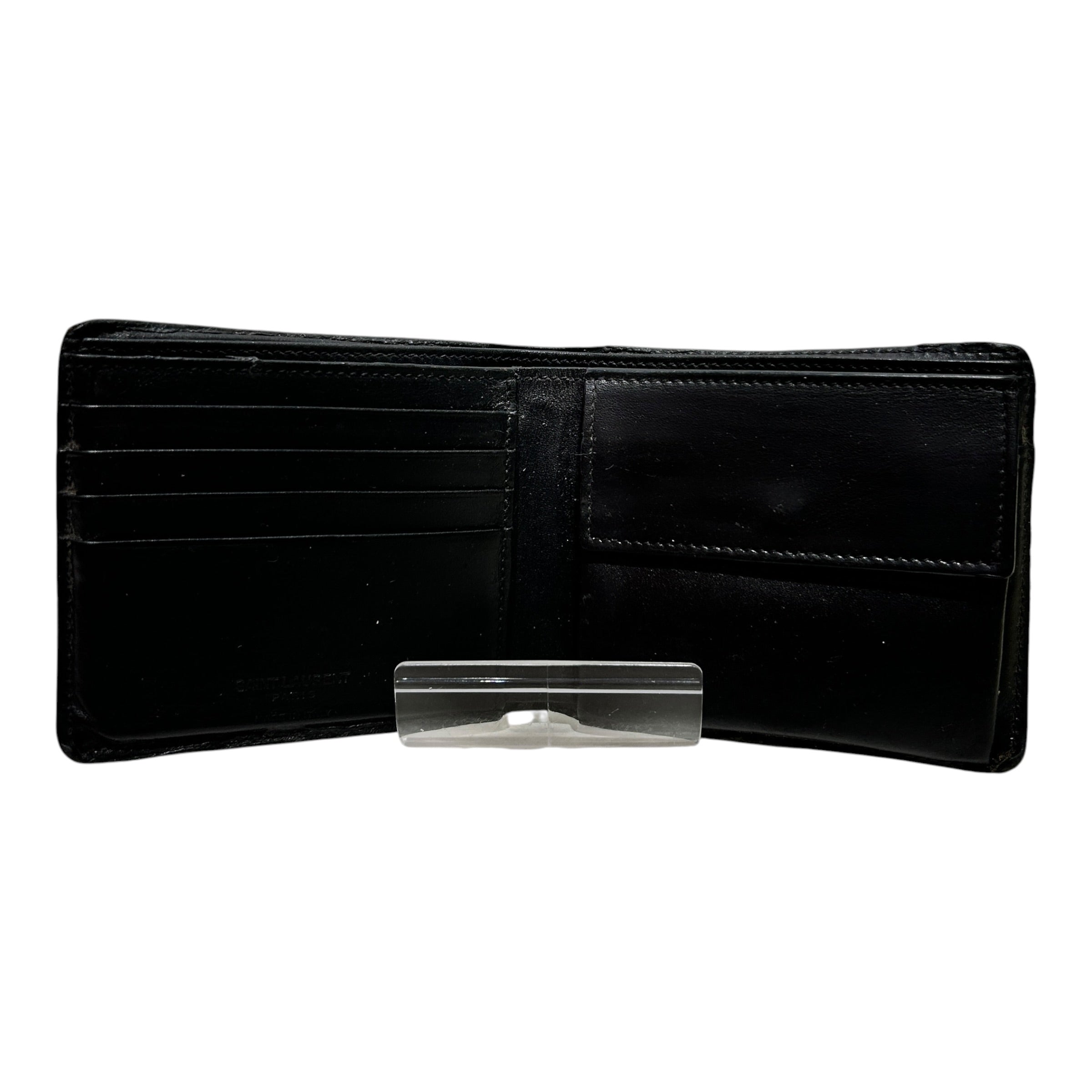 SAINT LAURENT/Bifold Wallet/Stripe/Leather/BLK/CROCODILE BIFOLD view 2