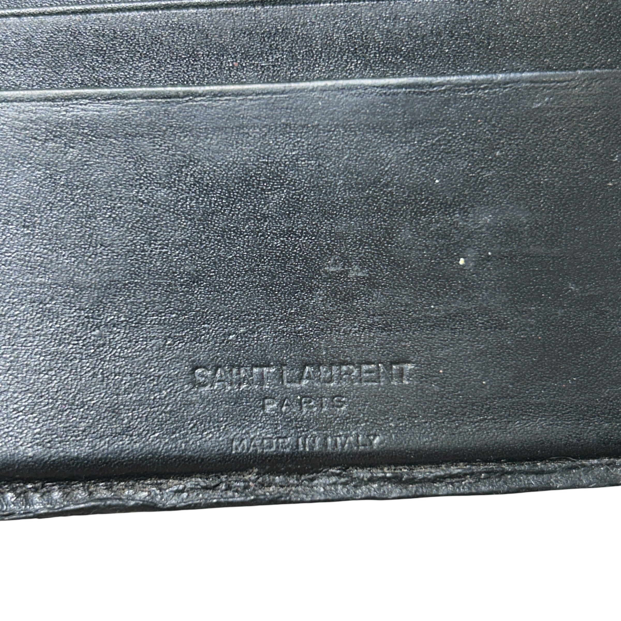 SAINT LAURENT/Bifold Wallet/Stripe/Leather/BLK/CROCODILE BIFOLD view 3