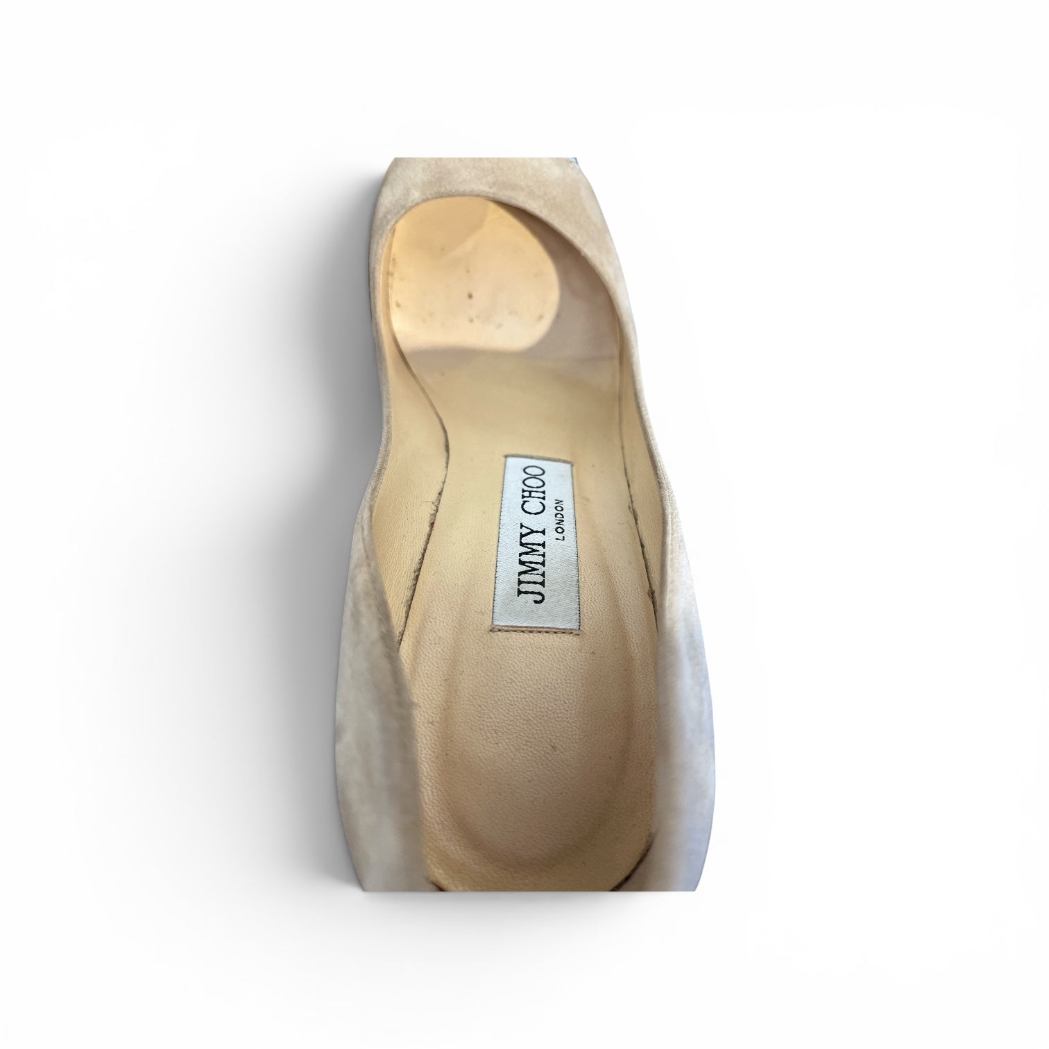JIMMY CHOO/Heels/EU 37.5/Suede/BEG/metal toe cap view 3