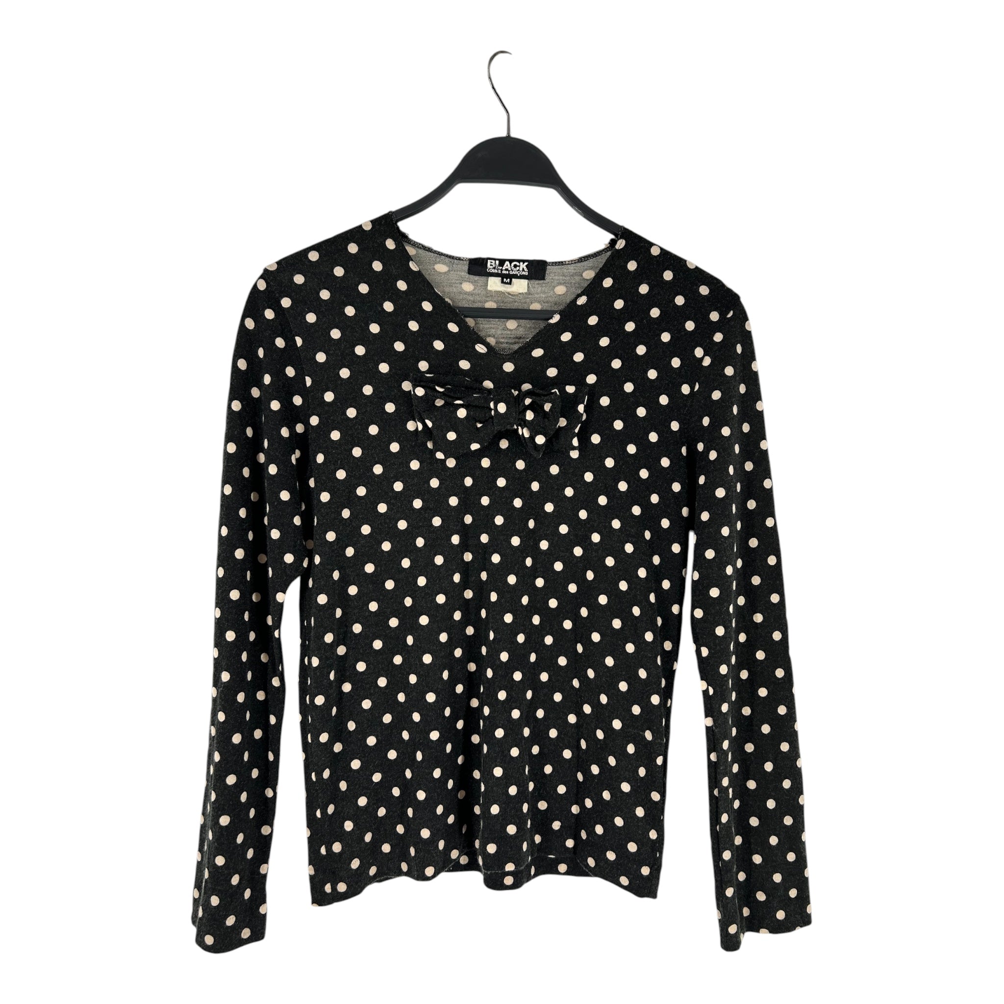BLACK COMME des GARCONS/Sweater/M/Polka dot/Wool/BLK/POLKA DOT BOW V NECK view 1