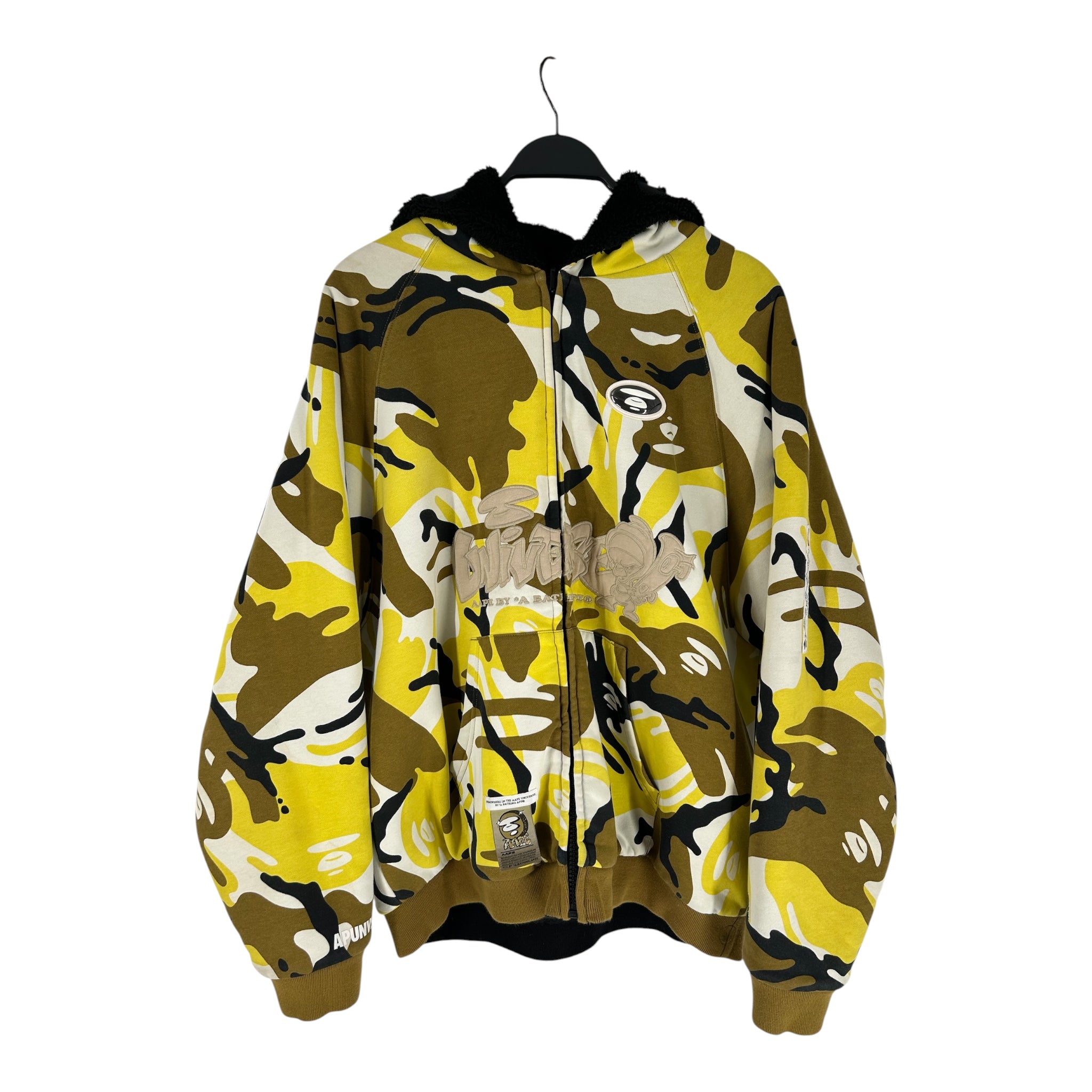 AAPE BY A BATHING APE/Zip Up Hoodie/L/Camouflage/Cotton/MLT/FAUX FUR INTR / YLL/KHK/BLK view 1
