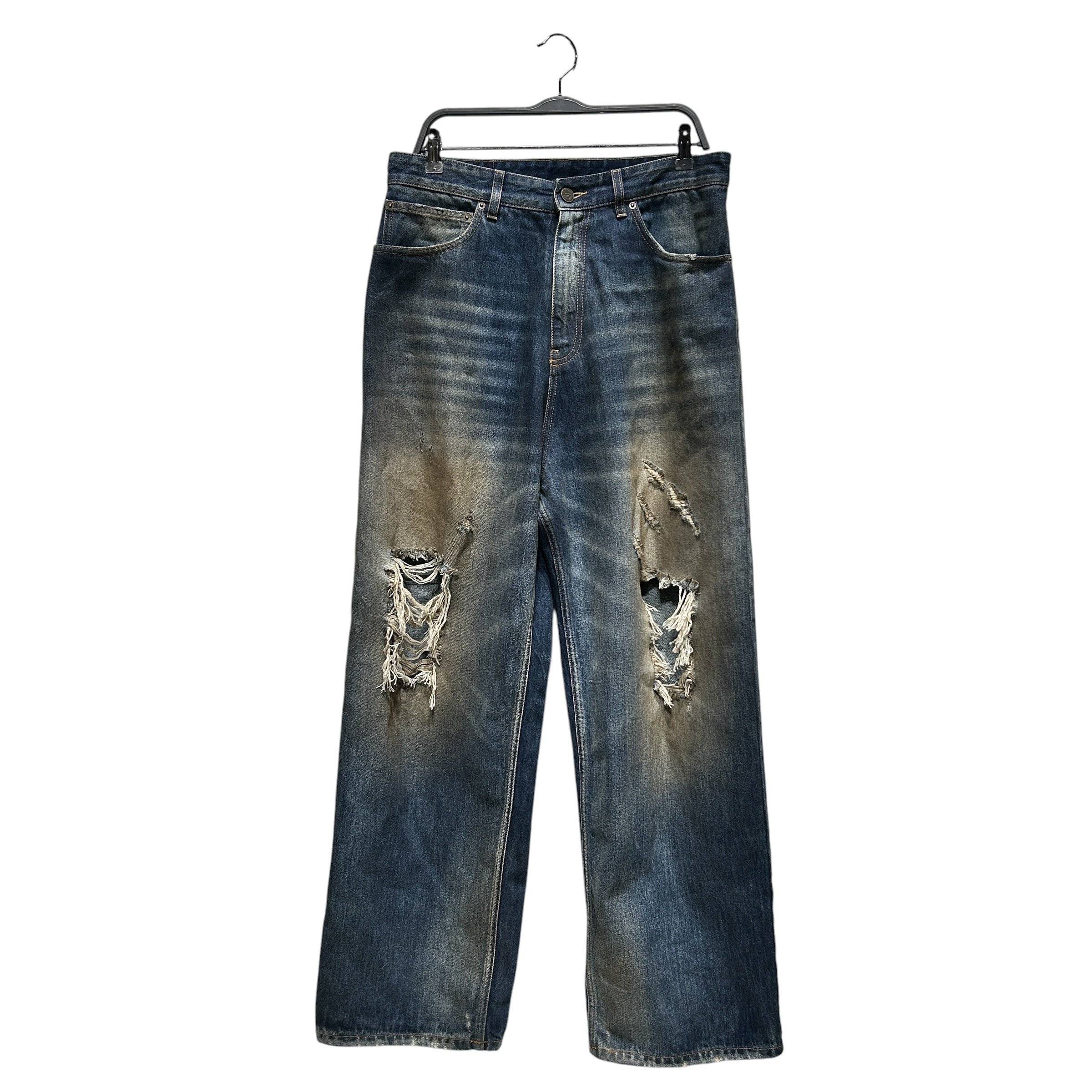 VETEMENTS/Pants/30/Cotton/NVY/DISTRESSED MUD WASH JEANS view 1