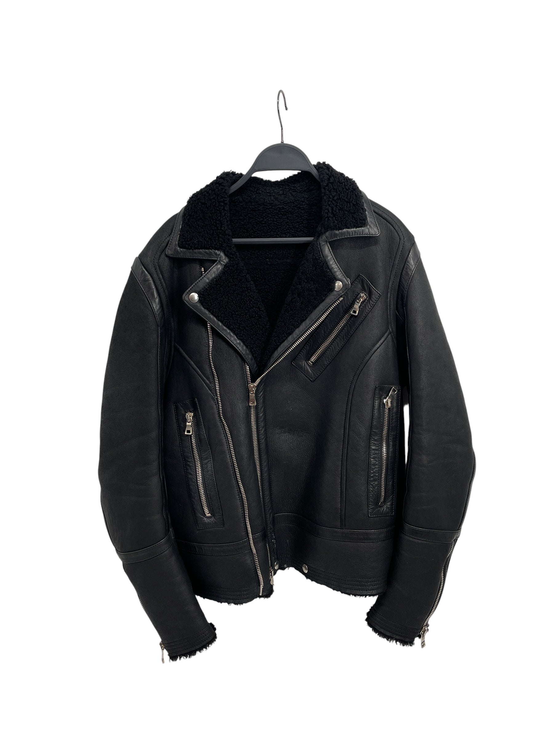 BALMAIN/Jacket/52/Leather/BLK/SHEARLING BIKER JACKET view 1