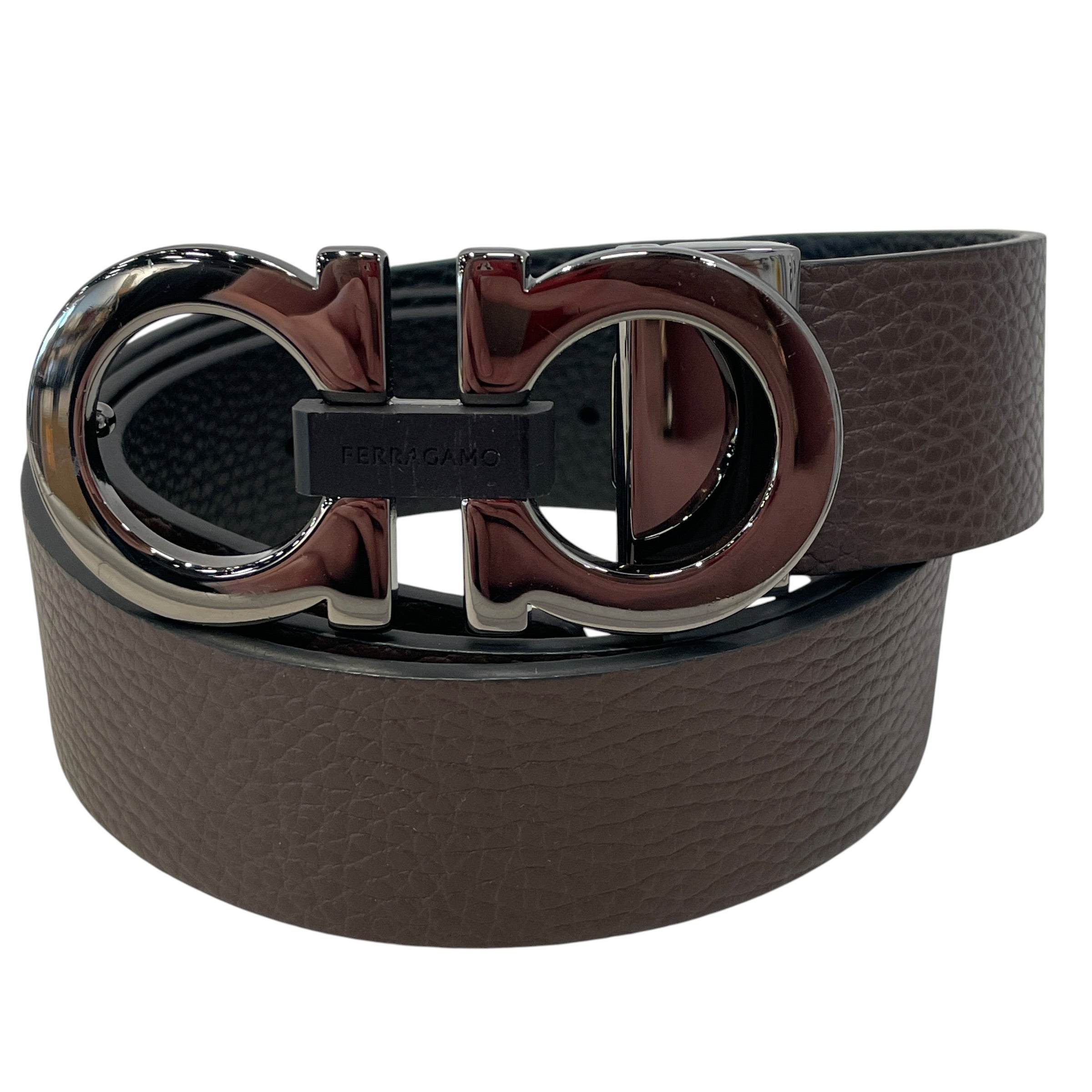 Salvatore Ferragamo/Belt/Leather/BLK/double omega buckle view 1
