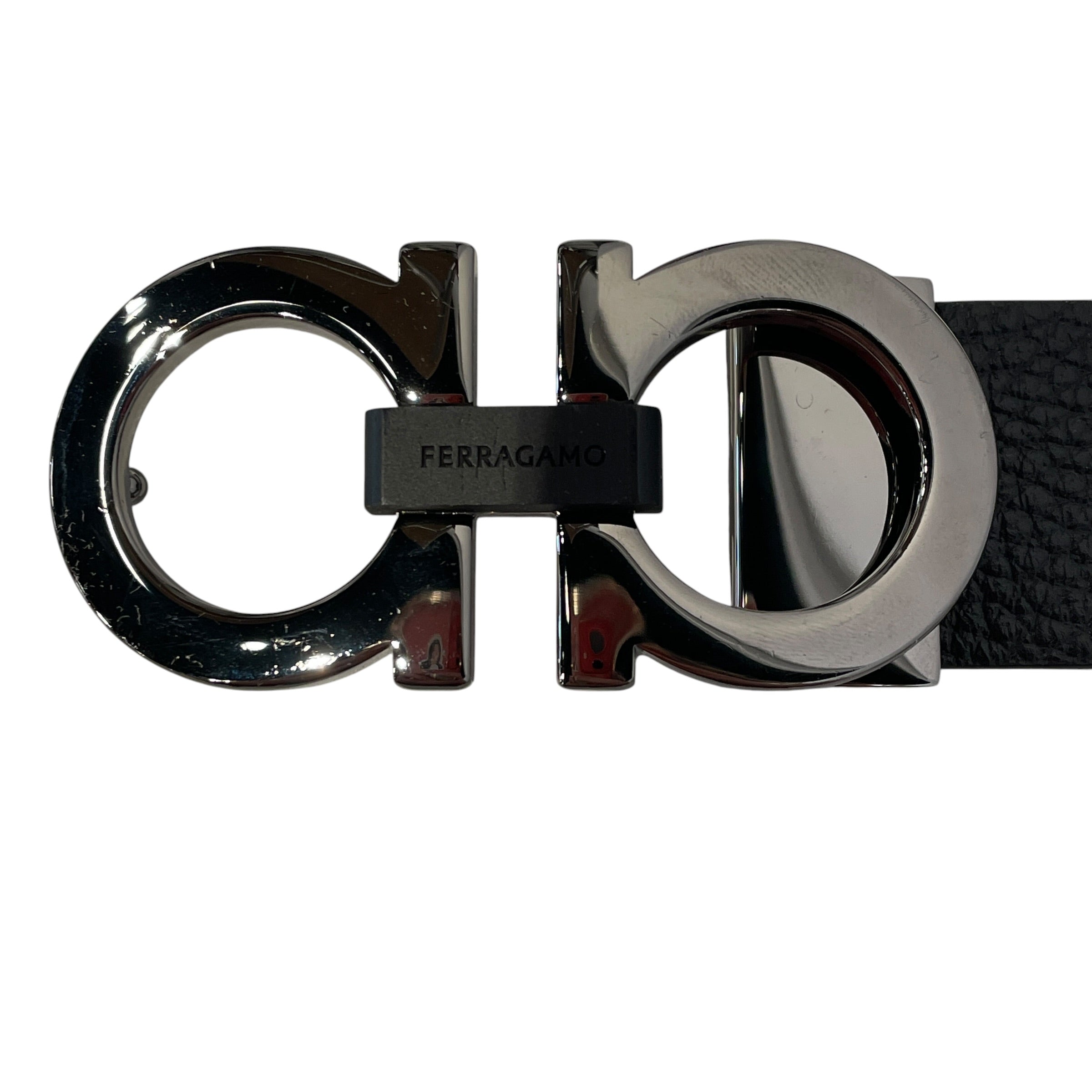 Salvatore Ferragamo/Belt/Leather/BLK/double omega buckle view 3