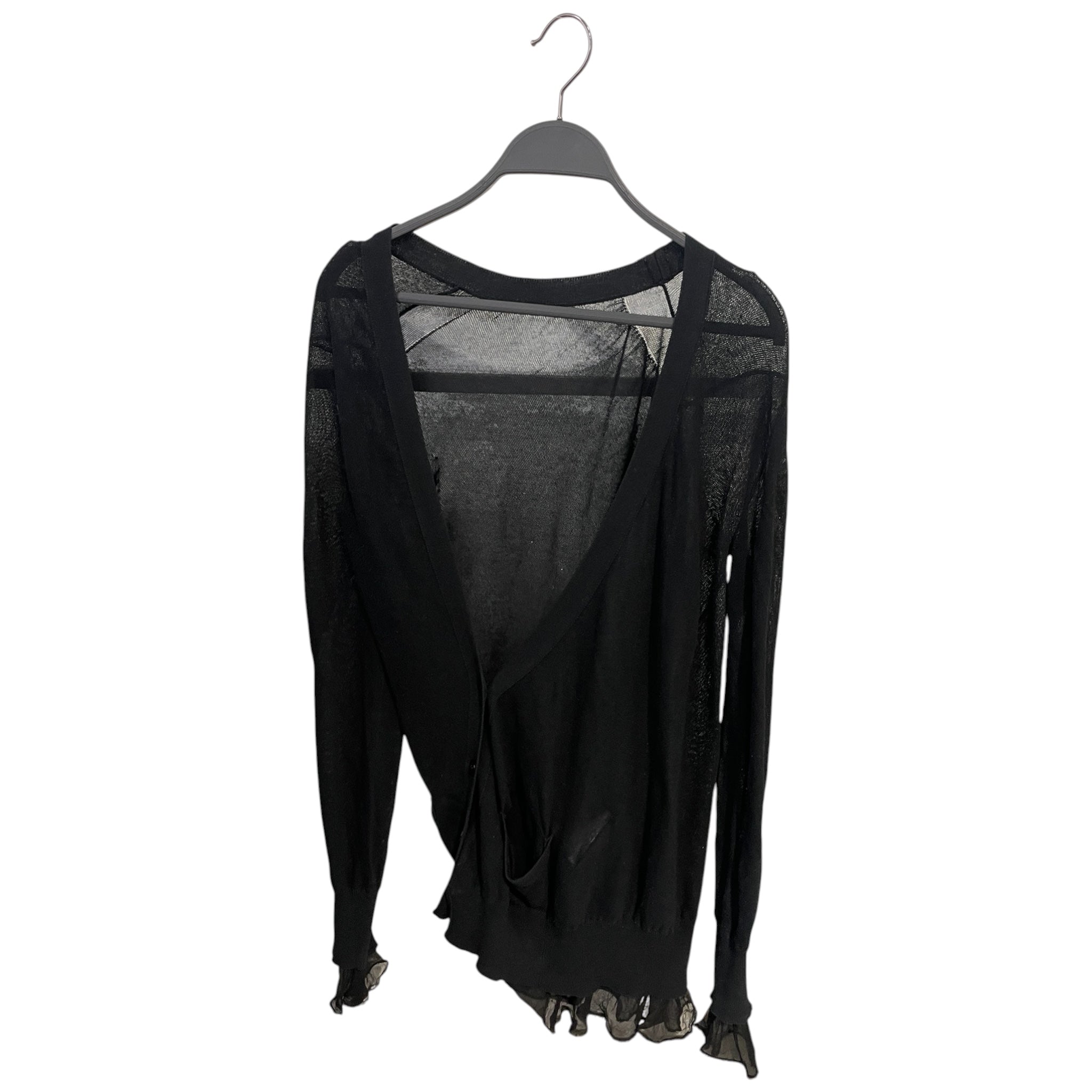 Sacai/Cardigan/2/Cotton/BLK/SACAI SILK RUFFLE CARDIGAN view 1
