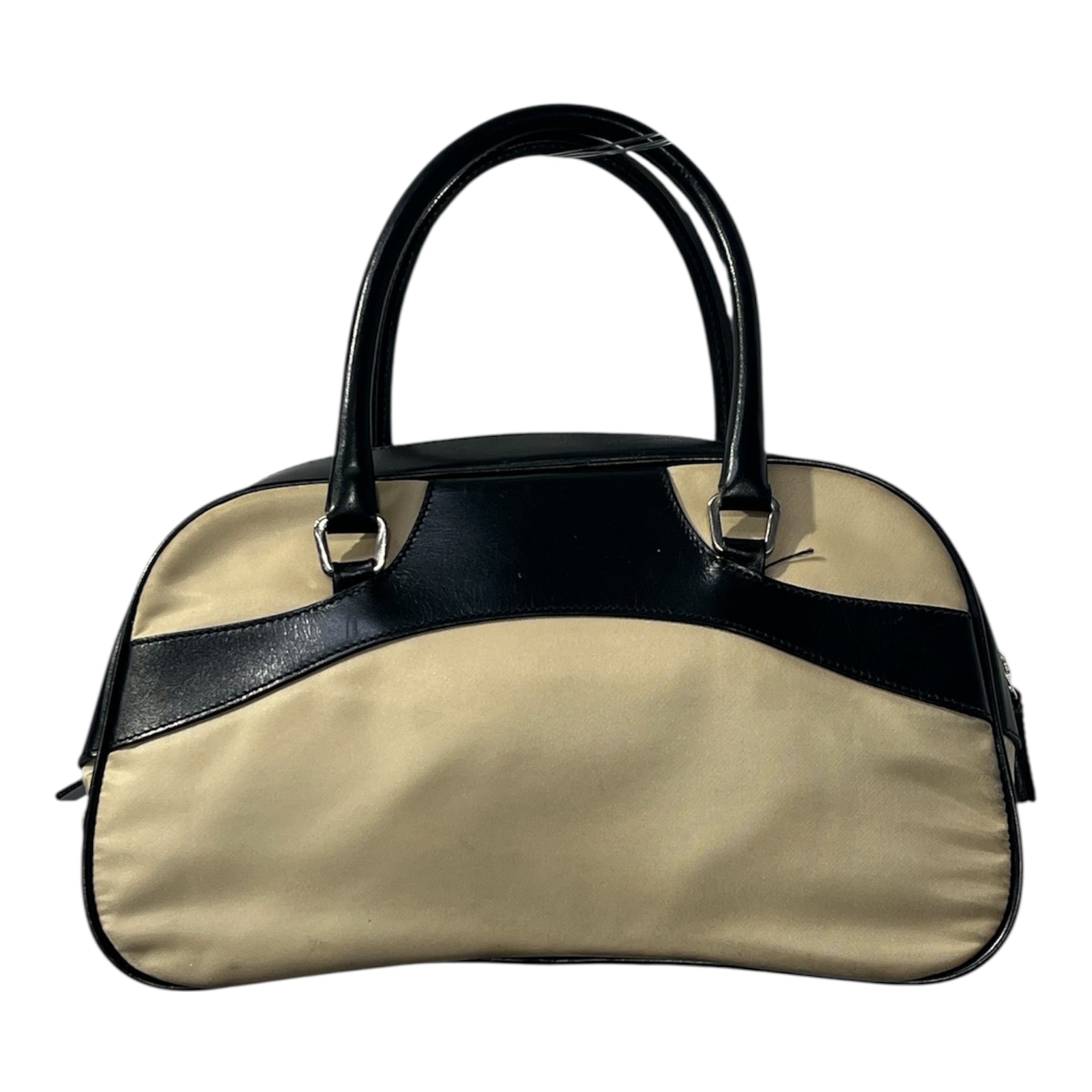 PRADA/Bag/Nylon/BEG/SMALL BOWLING BAG, BLK TRIM view 2