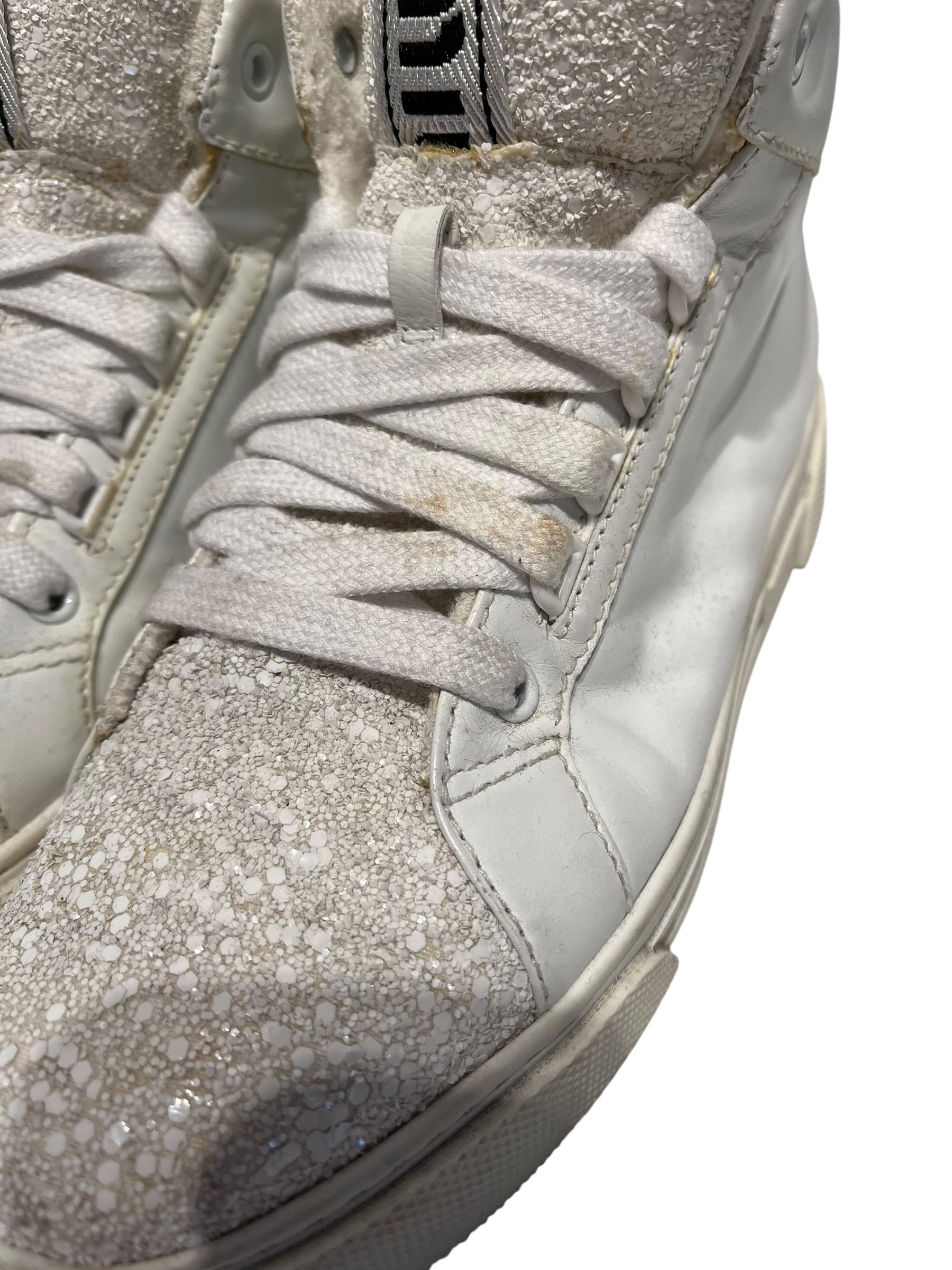 MIU MIU/Hi-Sneakers/EU 39/Leather/WHT/cracked logo tongue view 5