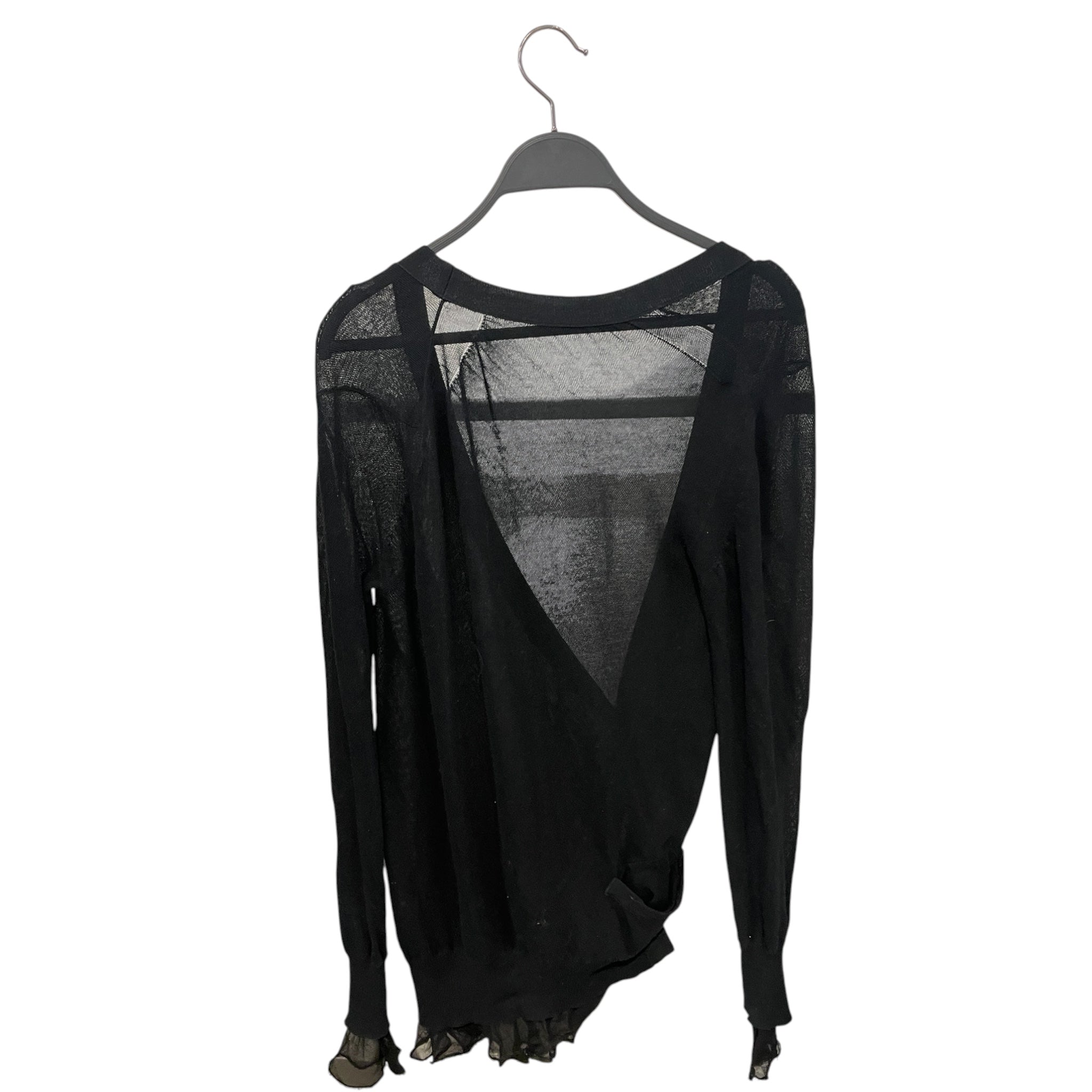 Sacai/Cardigan/2/Cotton/BLK/SACAI SILK RUFFLE CARDIGAN view 2