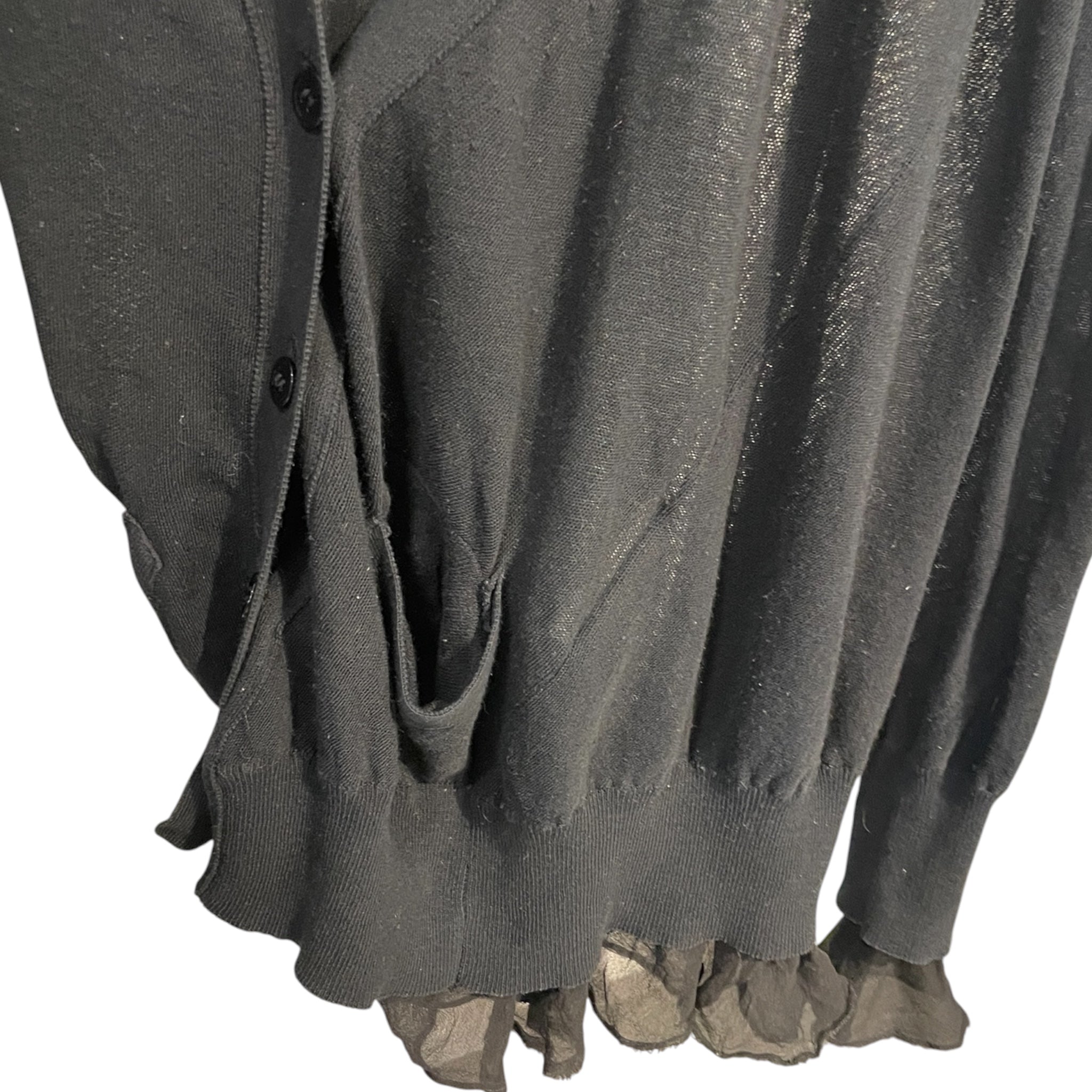 Sacai/Cardigan/2/Cotton/BLK/SACAI SILK RUFFLE CARDIGAN view 3