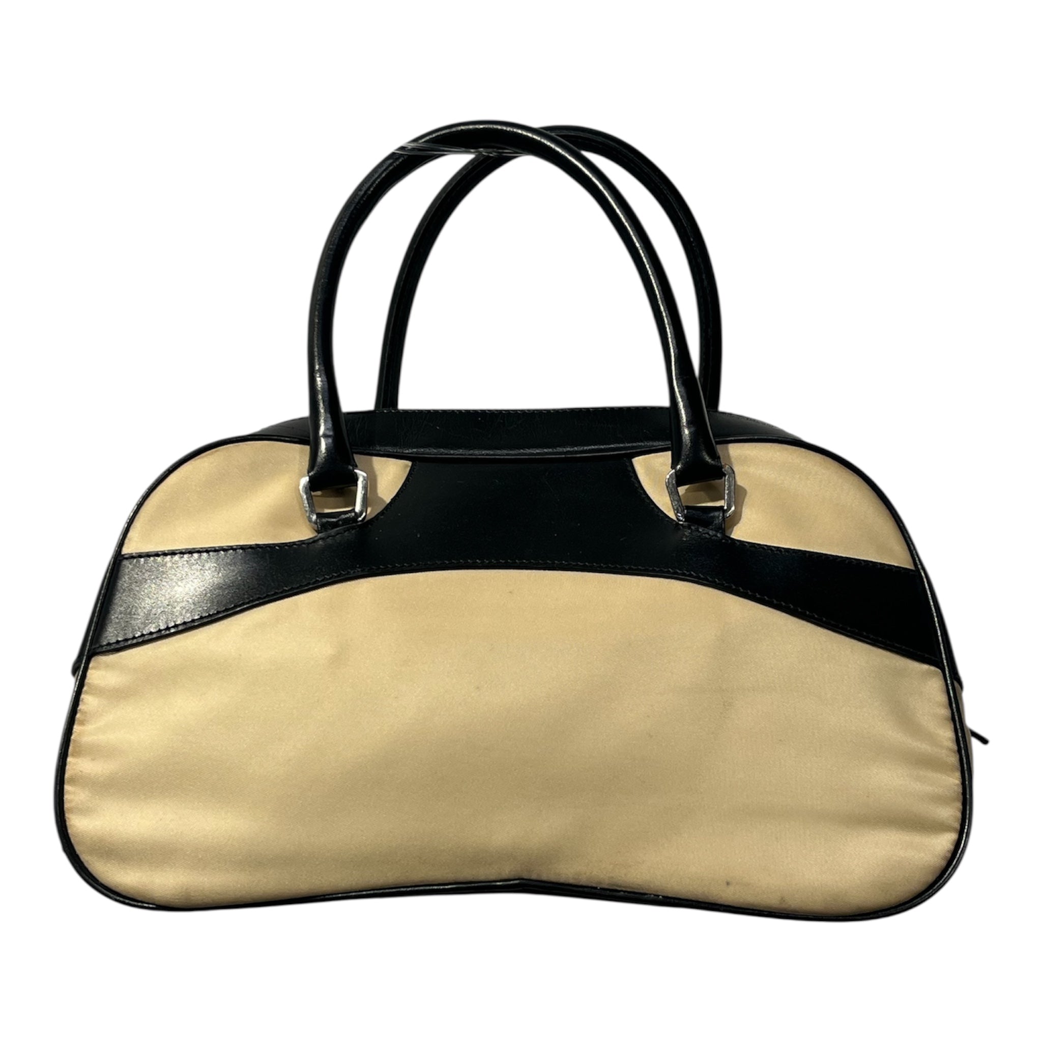 PRADA/Bag/Nylon/BEG/SMALL BOWLING BAG, BLK TRIM view 1