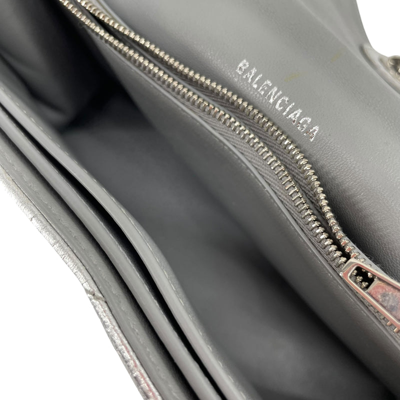BALENCIAGA/Hand Bag/Leather/SLV/CAVIAR LEATHER HOURGLASS