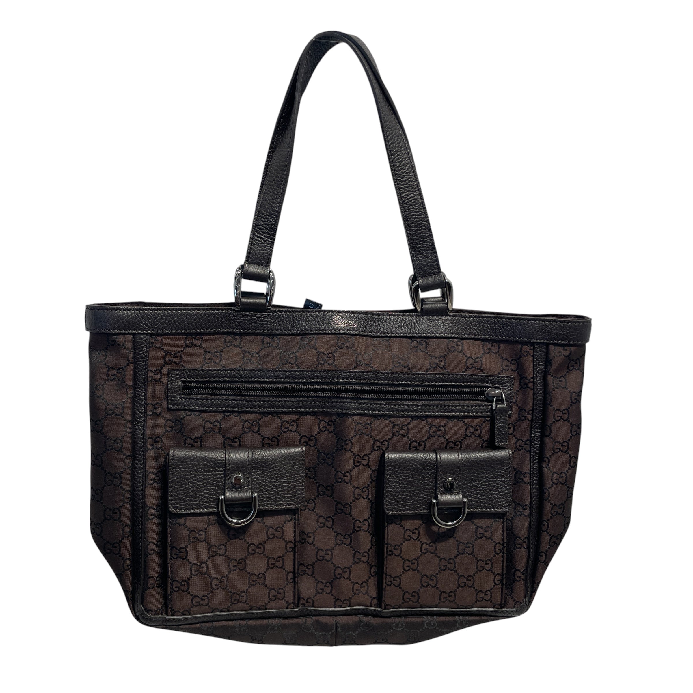 GUCCI/Hand Bag/Monogram/Nylon/BRW/abbey pocket tote view 1