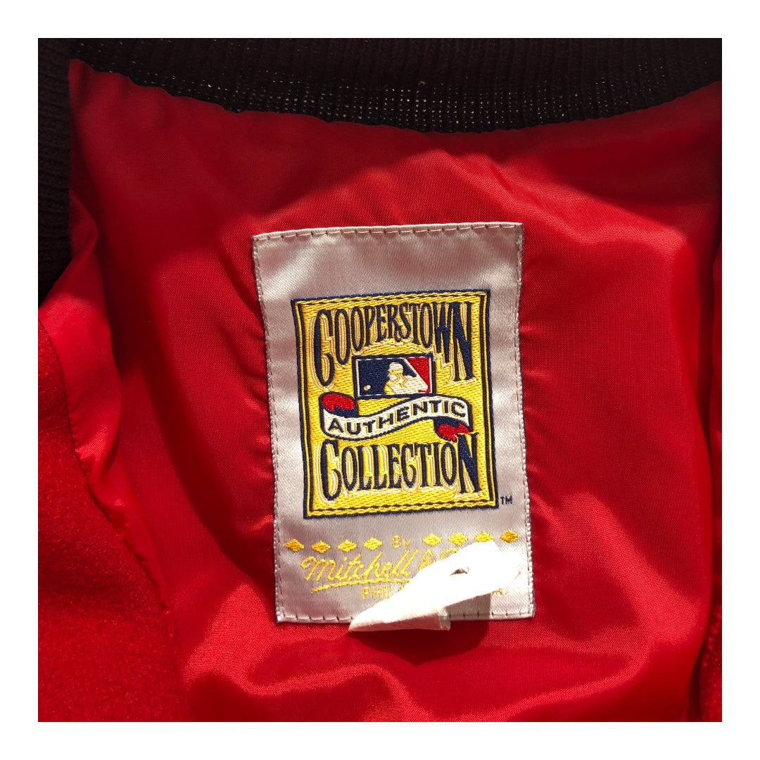 mitchell&ness/COOPERS TOWN/Souvenir Jkt/XL/Wool/RED/B suede Bwn Sleeves view 3