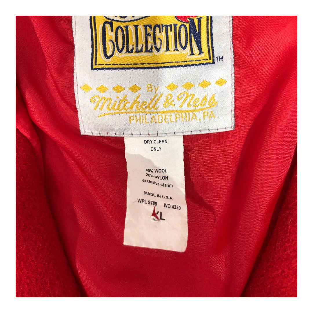 mitchell&ness/COOPERS TOWN/Souvenir Jkt/XL/Wool/RED/B suede Bwn Sleeves view 4