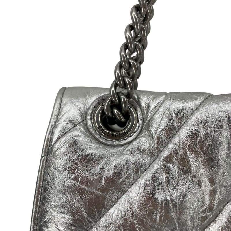 BALENCIAGA/Hand Bag/Leather/SLV/CAVIAR LEATHER HOURGLASS