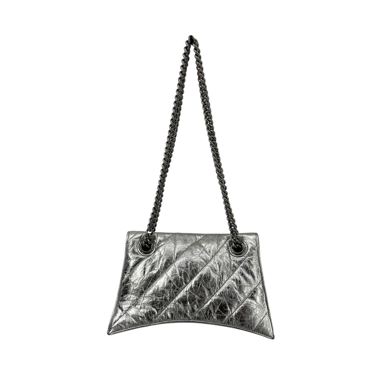 BALENCIAGA/Hand Bag/Leather/SLV/CAVIAR LEATHER HOURGLASS