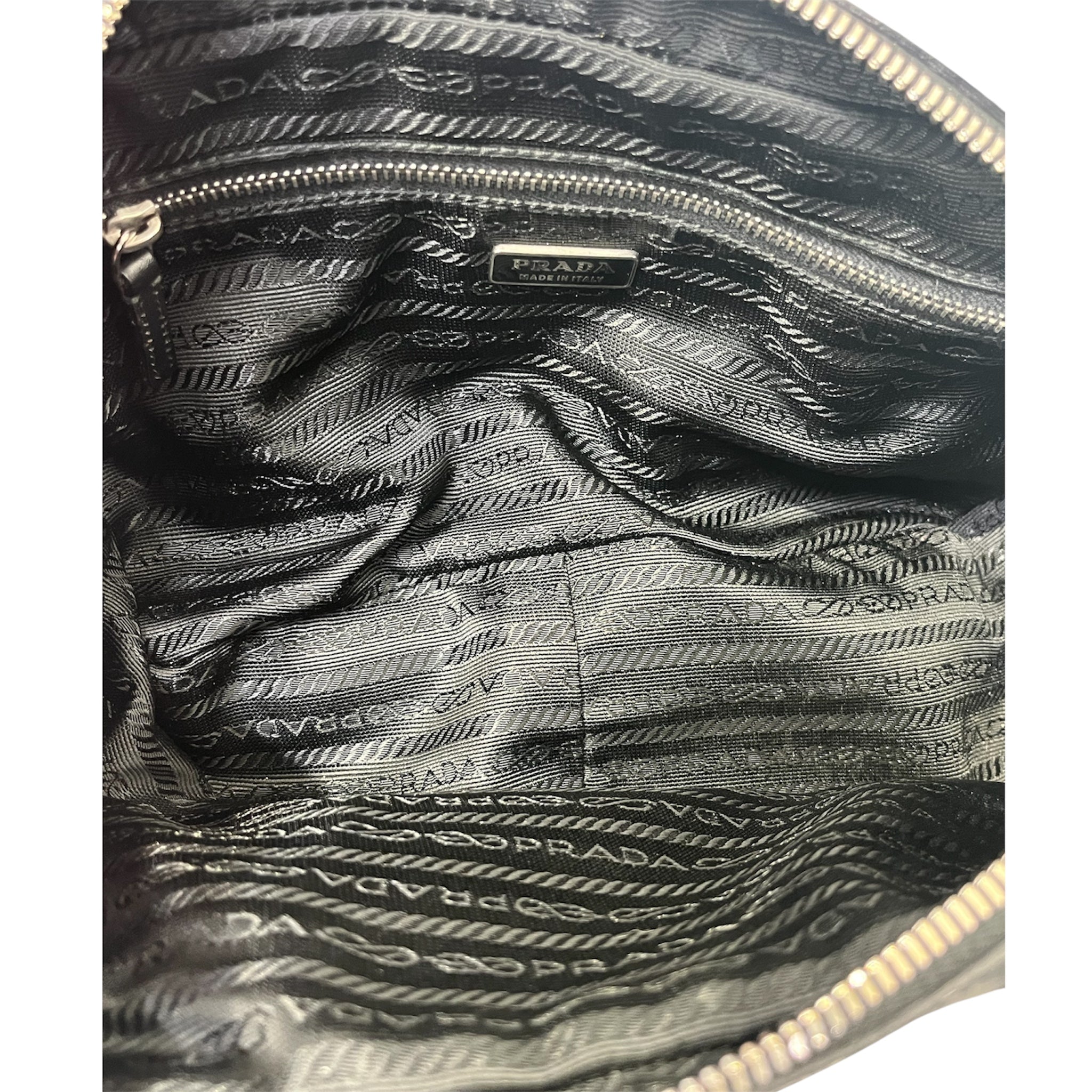 PRADA/Bag/Nylon/BEG/SMALL BOWLING BAG, BLK TRIM view 4