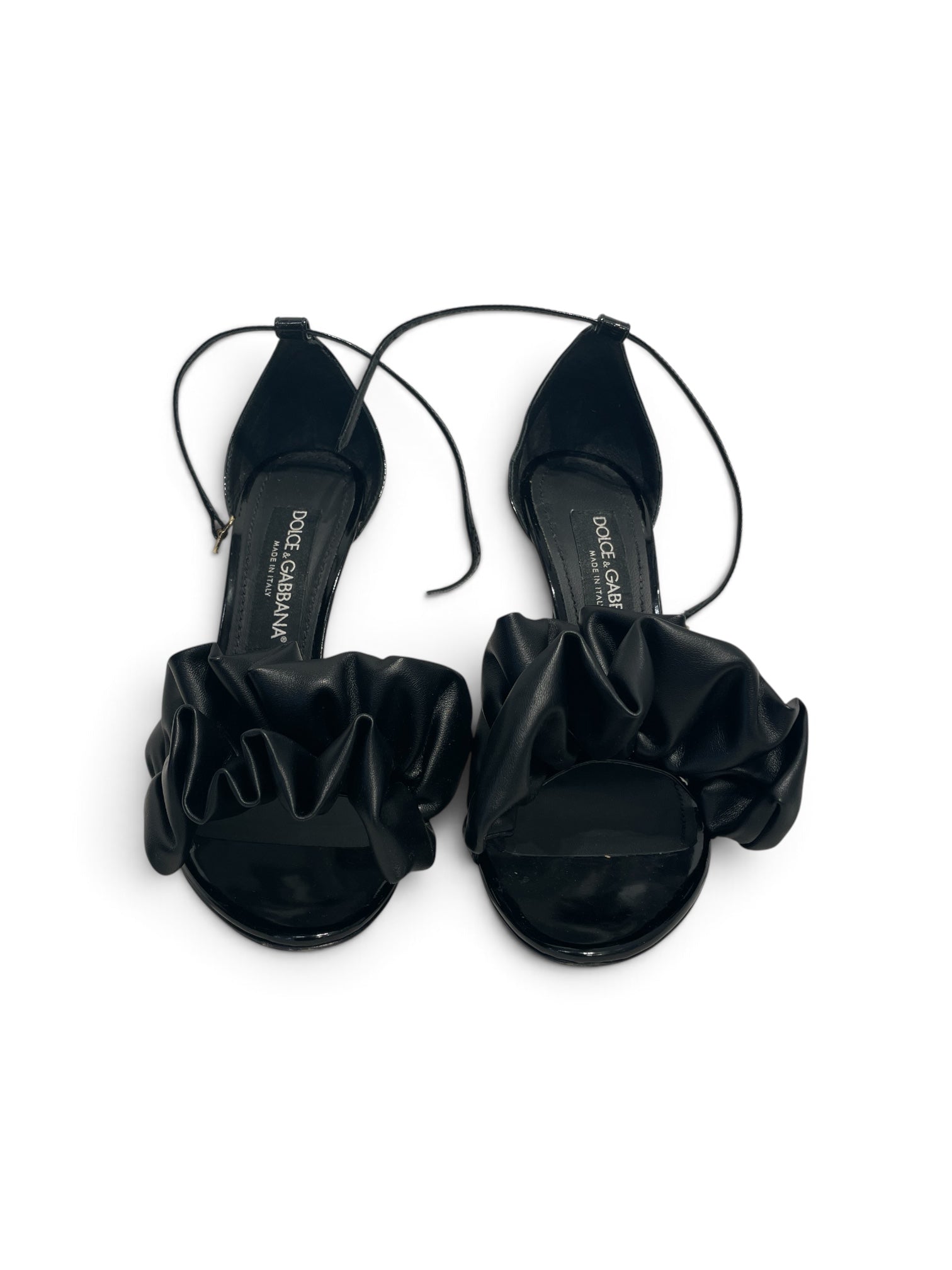 DOLCE&GABBANA/Heels/EU 37.5/Leather/BLK/ruffled view 1